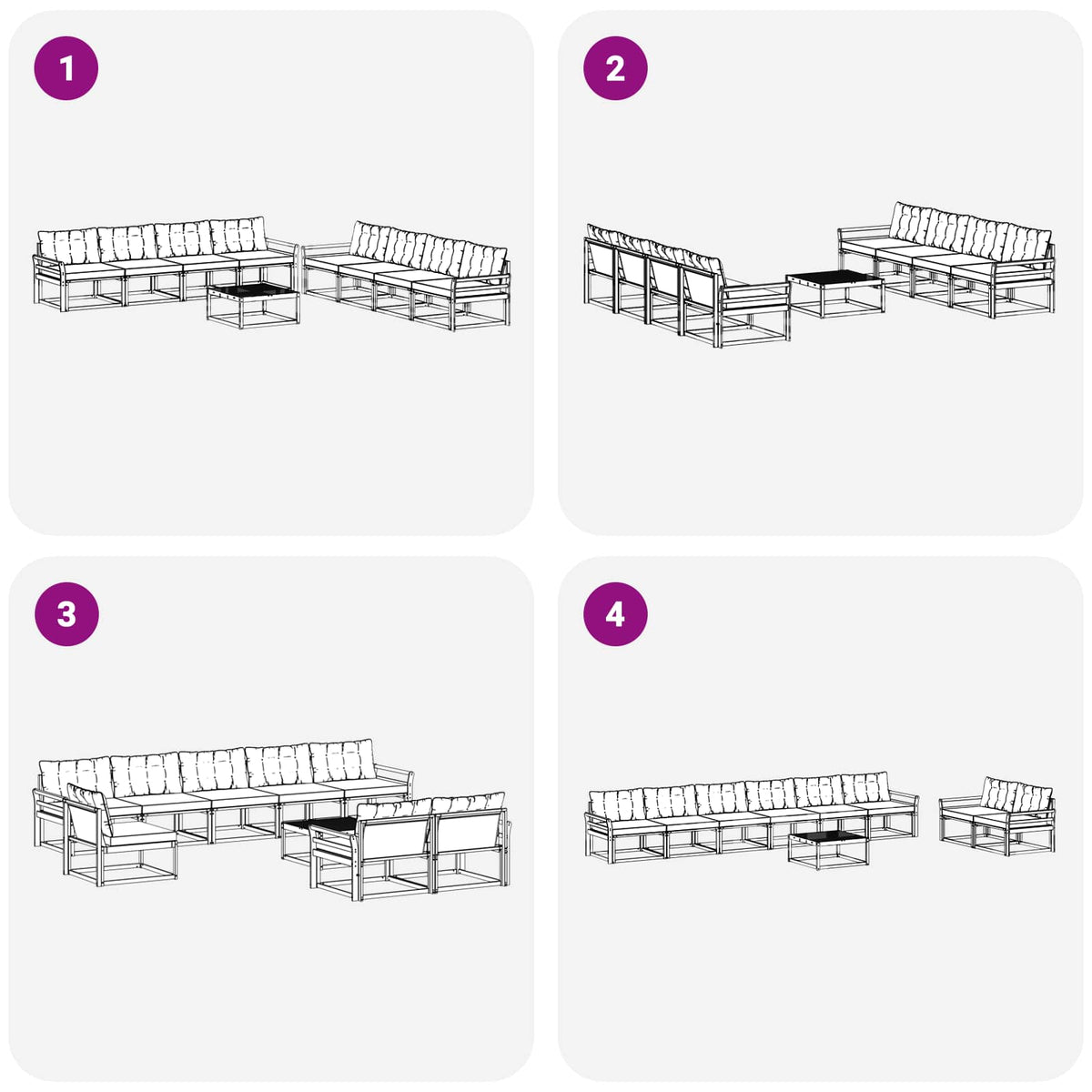 Set vanjskih sofa 9 kom. Bijela i crna