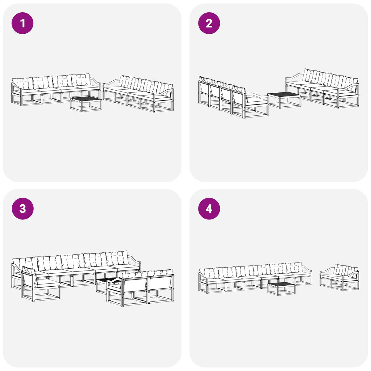 Set vanjskih sofa 9 kom. Bijela i krem