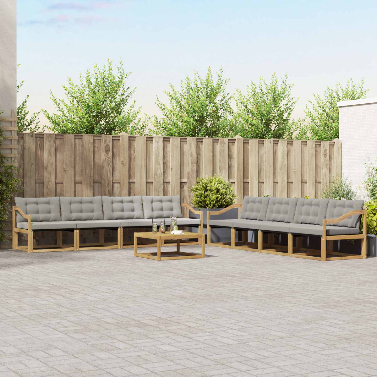 Set vanjskih sofa 9 kom. Bijela i svjetlosiva