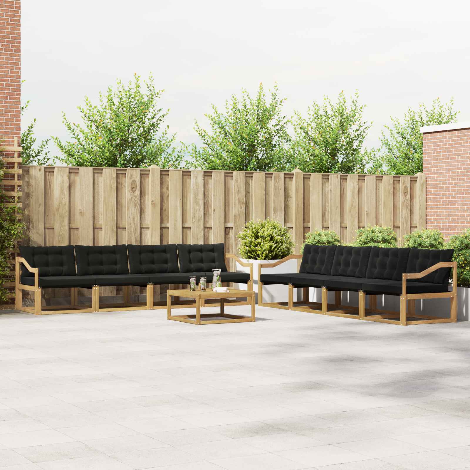 Set vanjskih sofa 9 kom. Bijela i crna