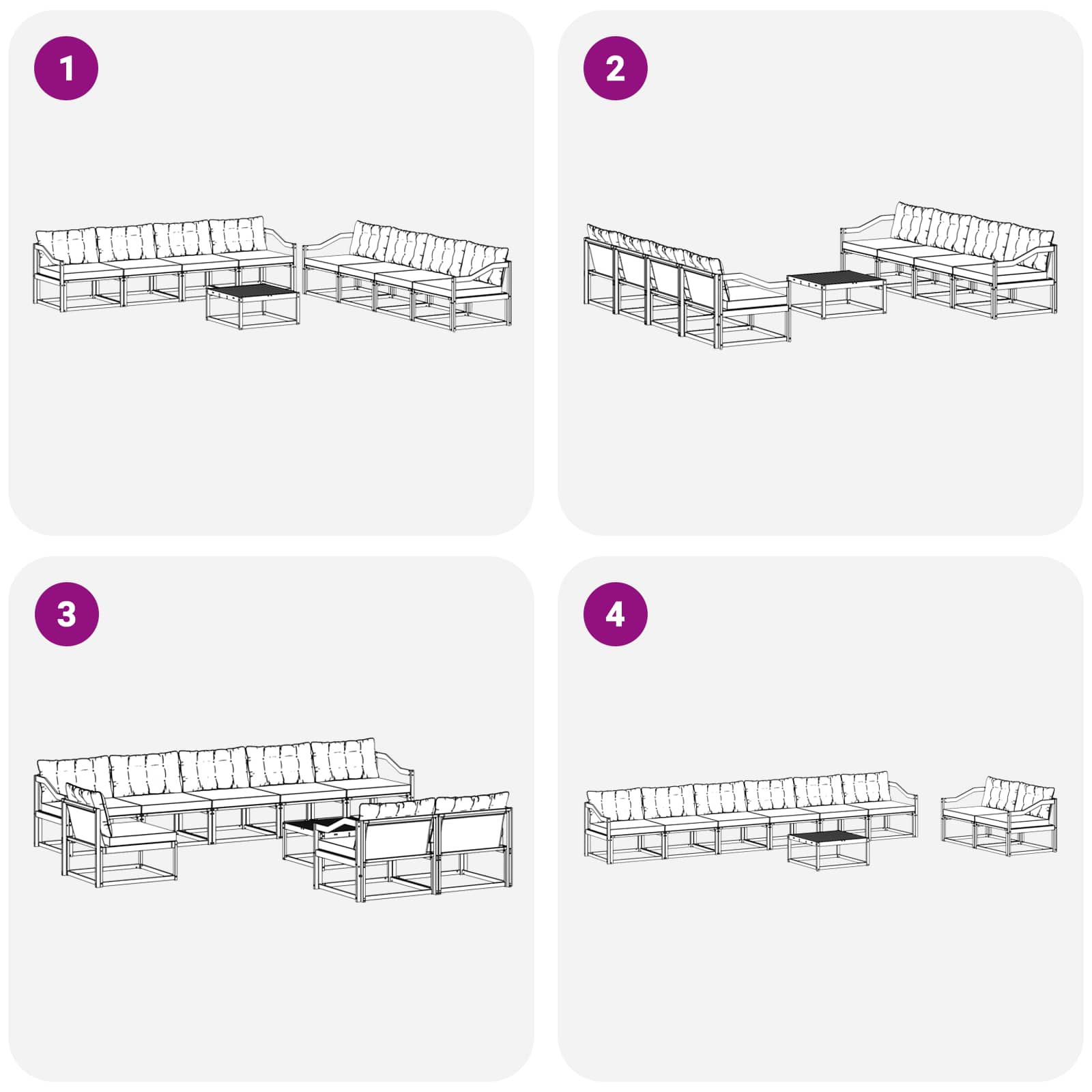 Set vanjskih sofa 9 kom. Bijela i crna