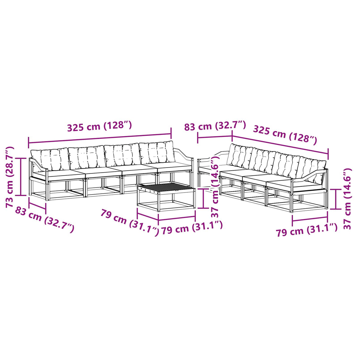 Set vanjskih sofa 9 kom. Bijela i bež