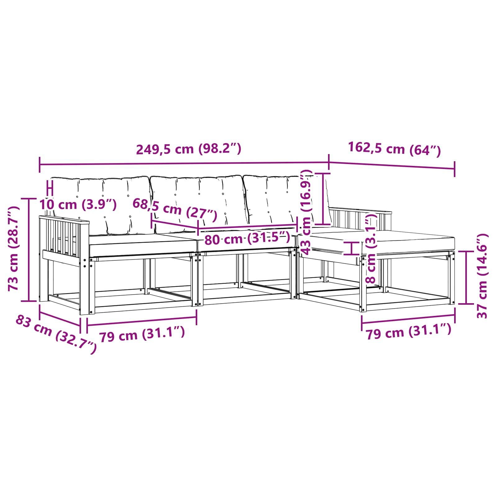 Set vanjskih sofa s jastukom 4 pcs Bijela i svjetlosiva