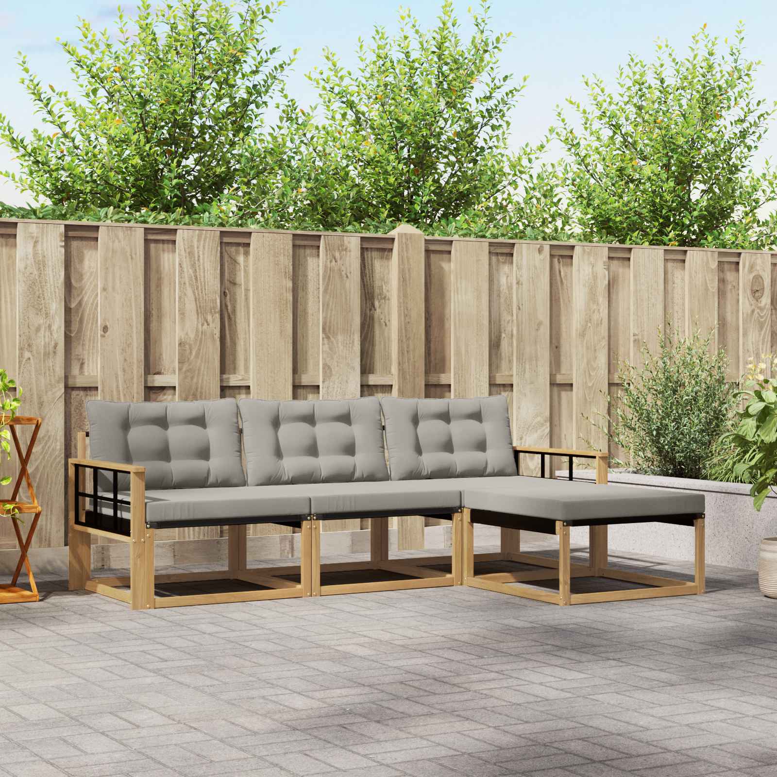 Set vanjskih sofa s jastukom 4 pcs Bijela i svjetlosiva