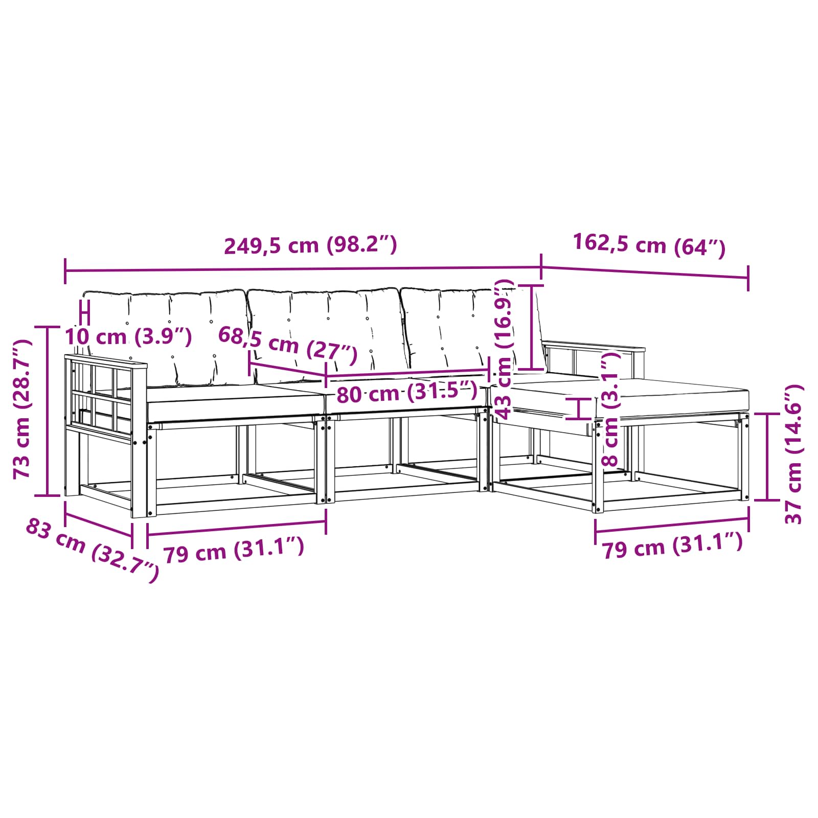Set vanjskih sofa s jastukom 4 pcs Bijela i svjetlosiva