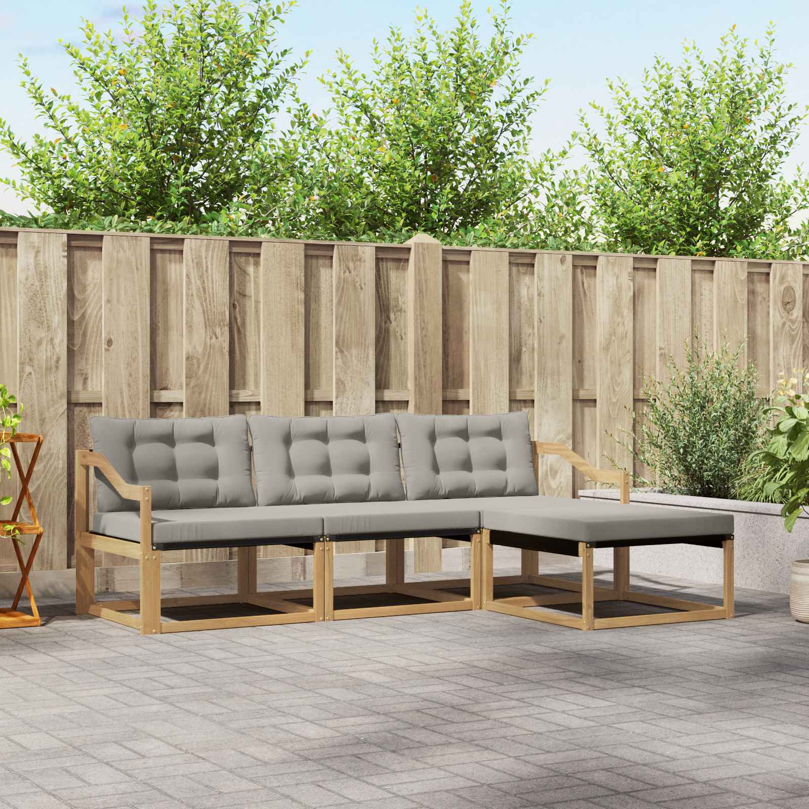 Set vanjskih sofa s jastukom 4 pcs Bijela i svjetlosiva