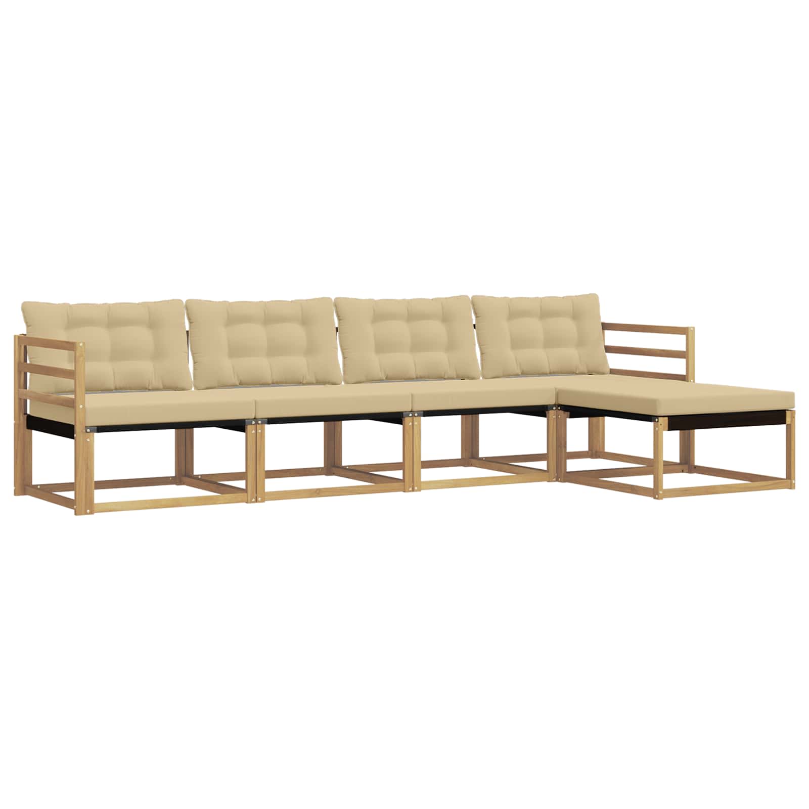Set vanjskih sofa s jastukom 5 pcs Bijela i bež