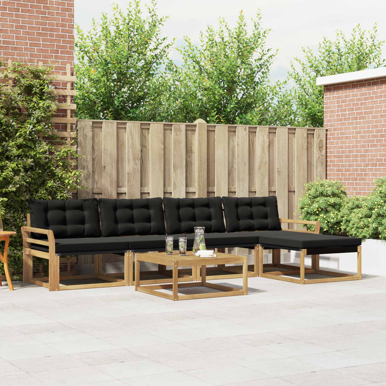 Set vanjskih sofa 6 pcs Bijela i crna