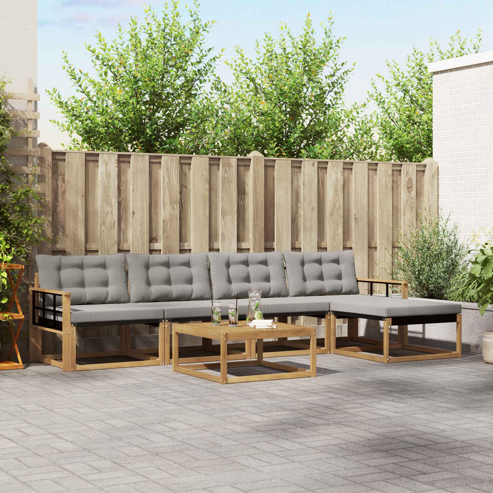Set vanjskih sofa 6 pcs Bijela i svjetlosiva