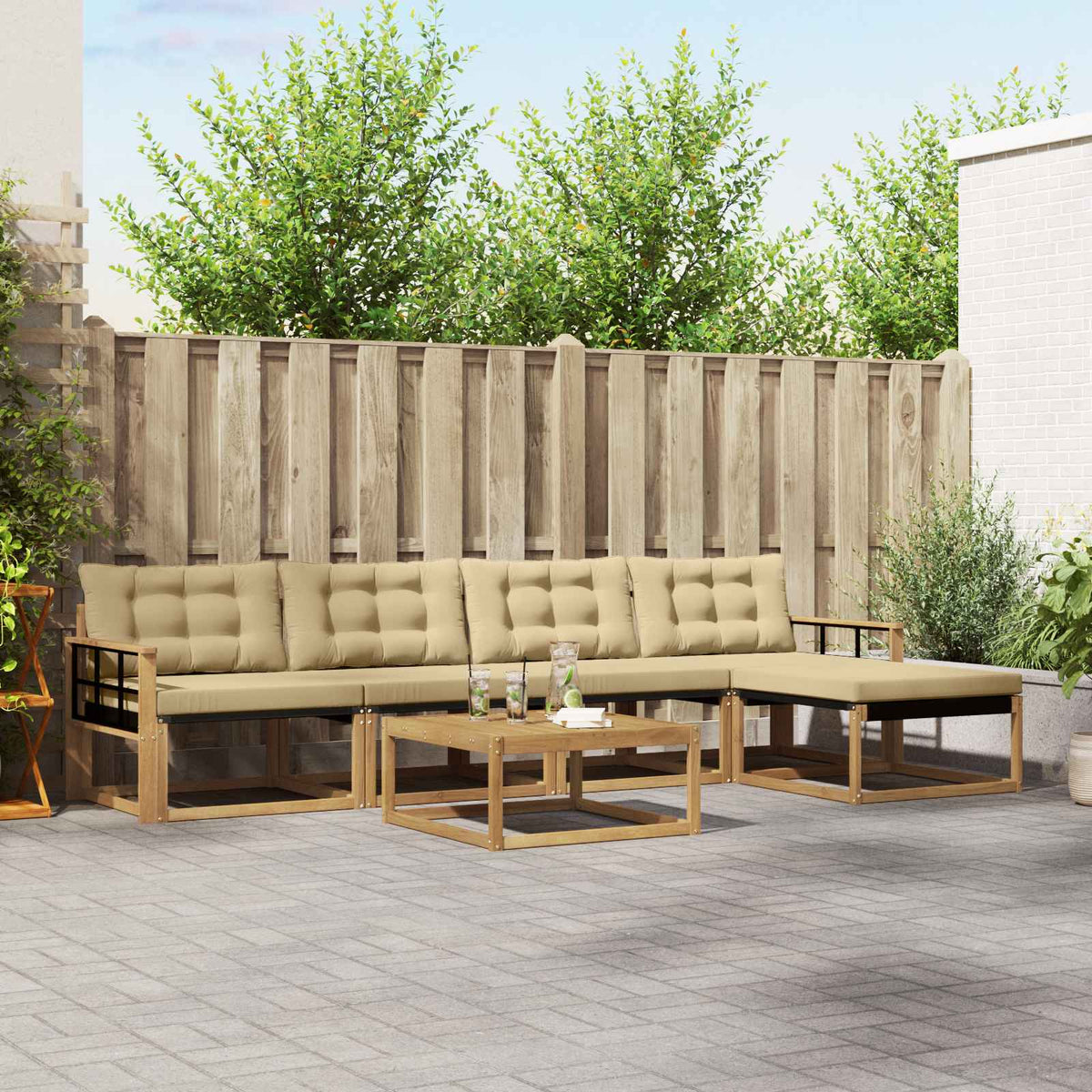 Set vanjskih sofa 6 kom. Bijela i bež