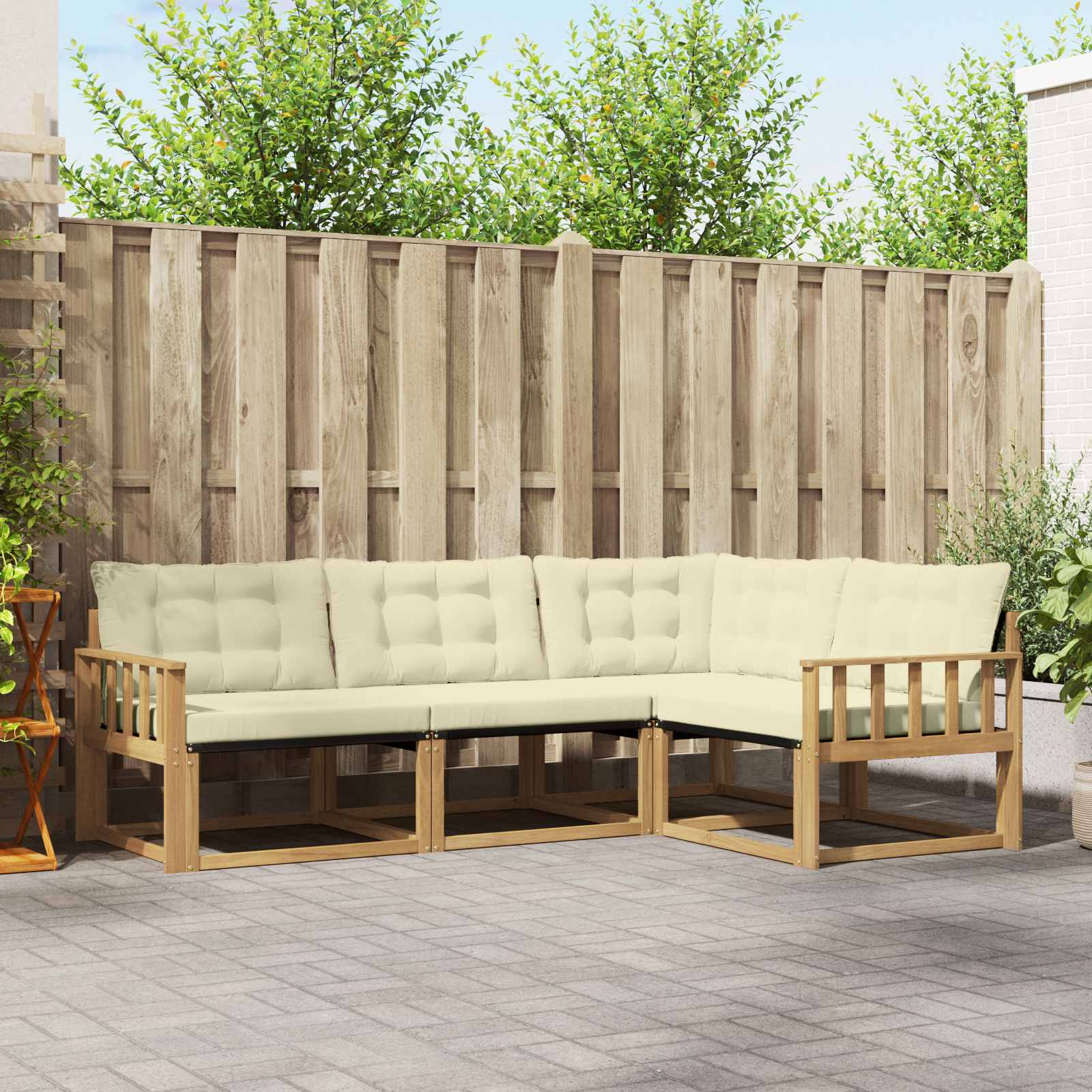 Set vanjskih sofa s jastukom 4 pcs Bijela i krem