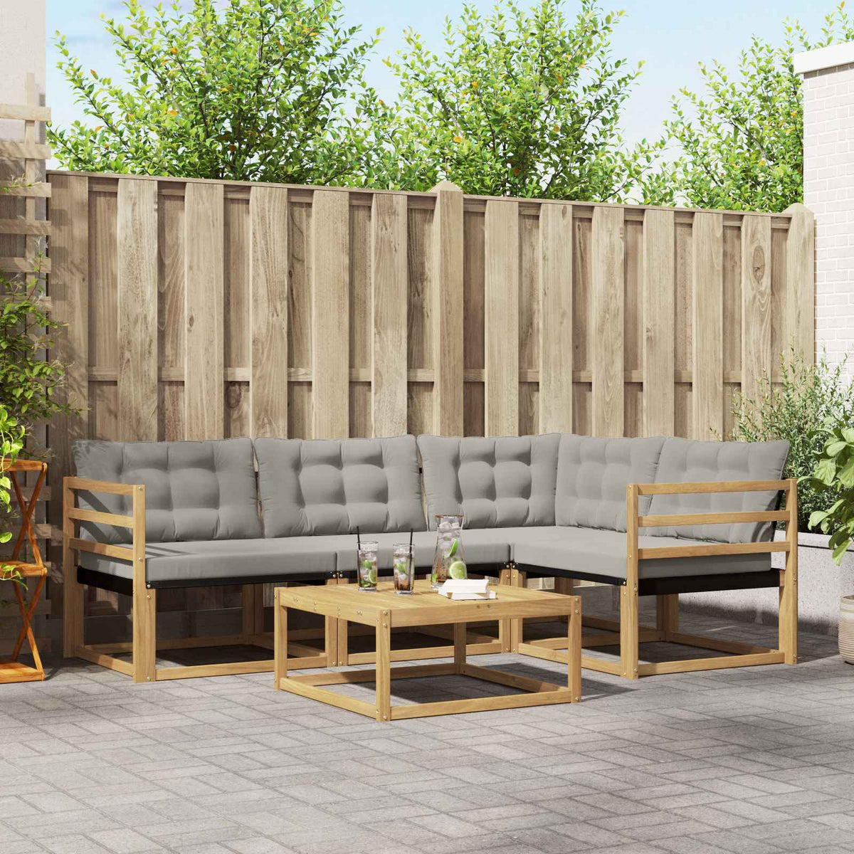 Set vanjskih sofa 5 kom. Bijela i svjetlosiva