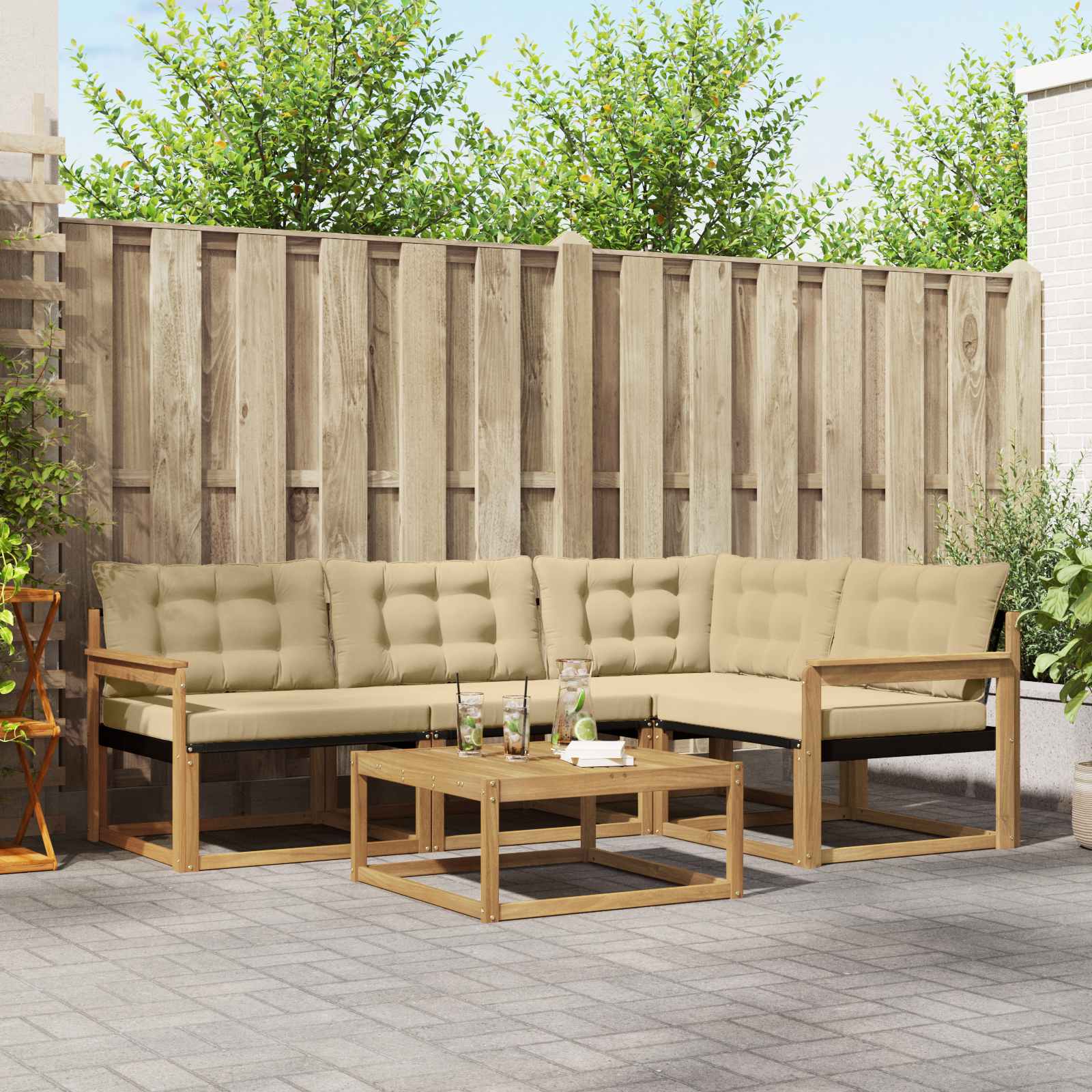 Set vanjskih sofa 5 pcs Bijela i bež 79 x 79 x 37 cm