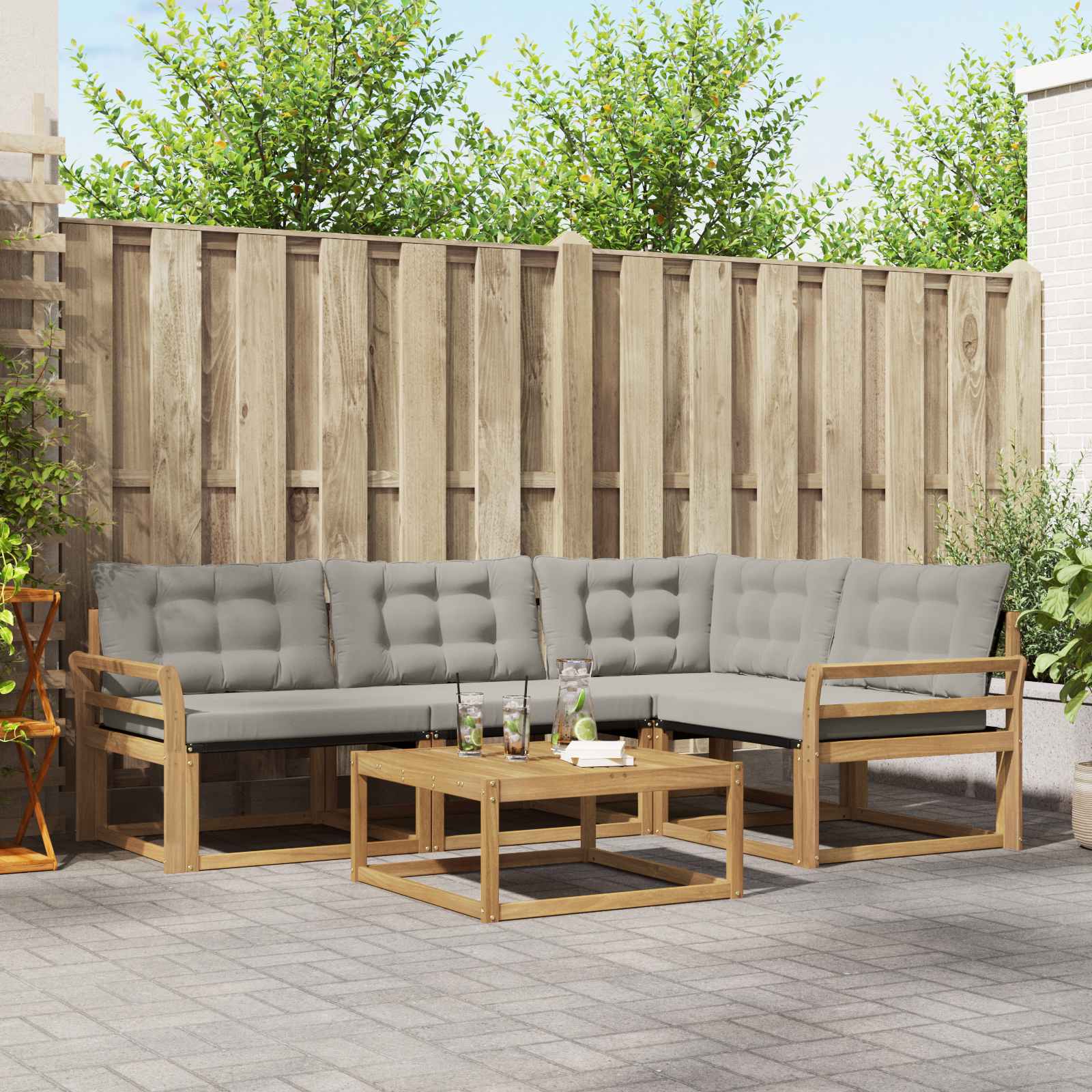 Set vanjskih sofa 5 kom. Bijela i svjetlosiva