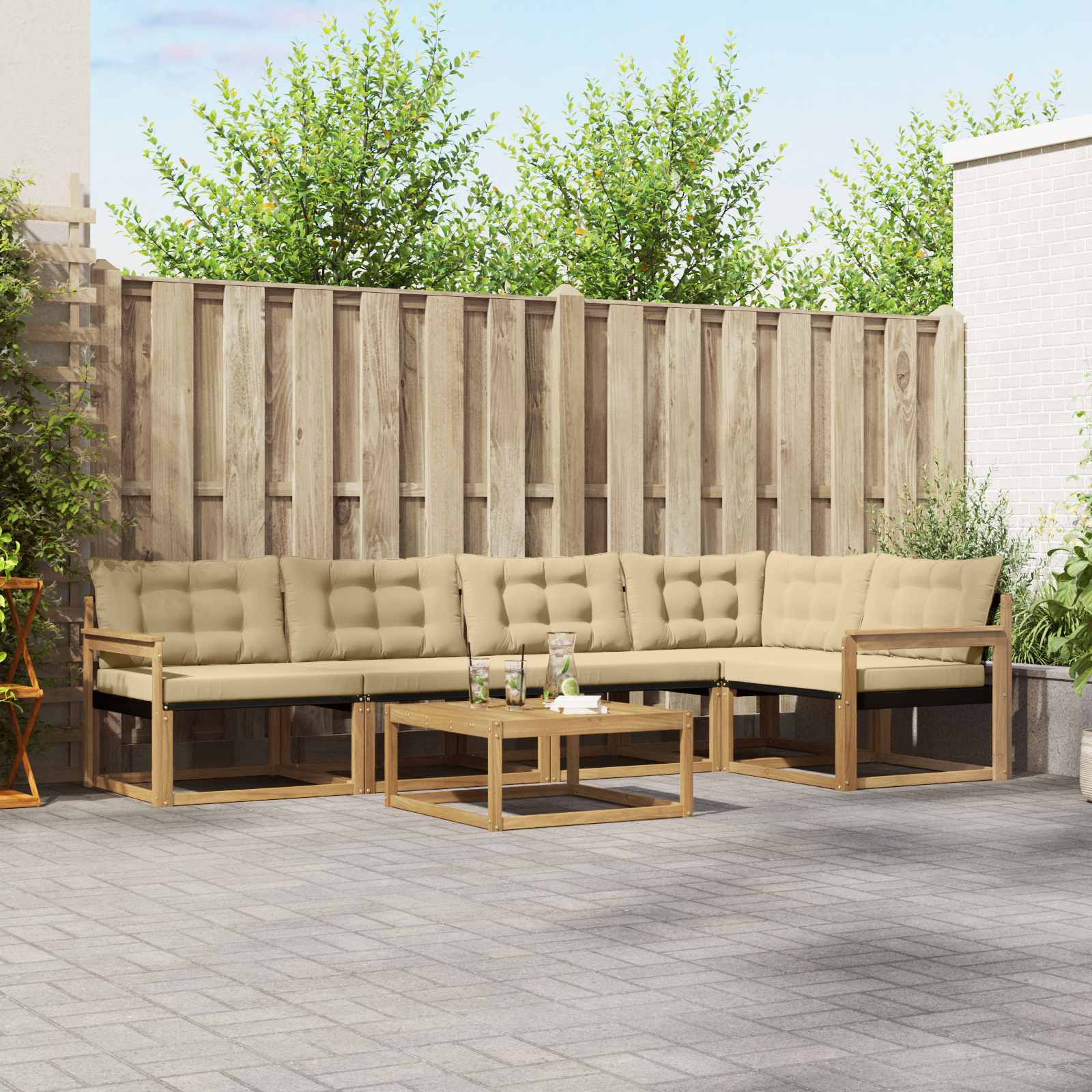 Set vanjskih sofa 6 pcs Bijela i bež 79 x 79 x 37 cm