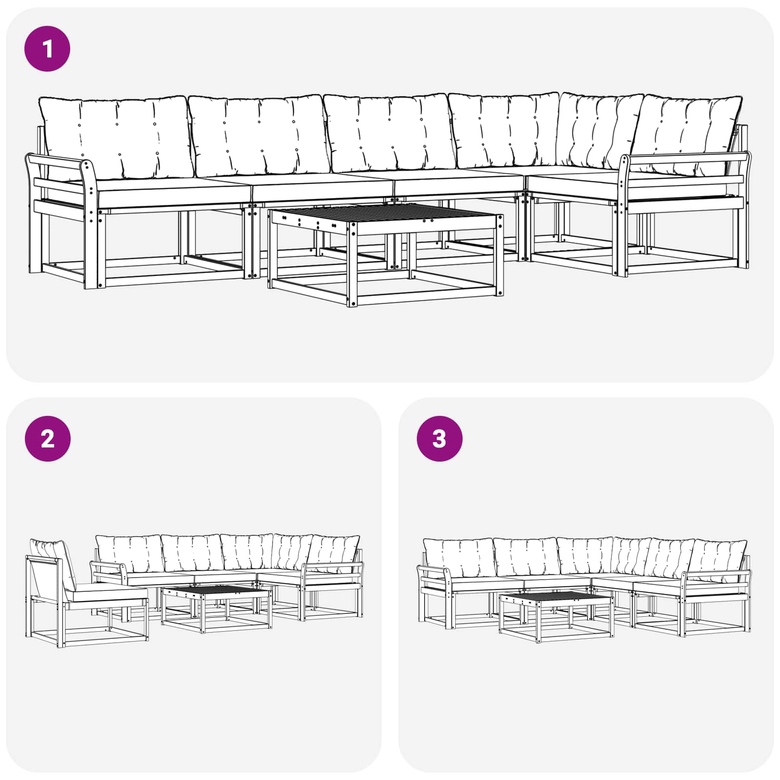 Set vanjskih sofa 6 pcs Bijela i bež 79 x 79 x 37 cm