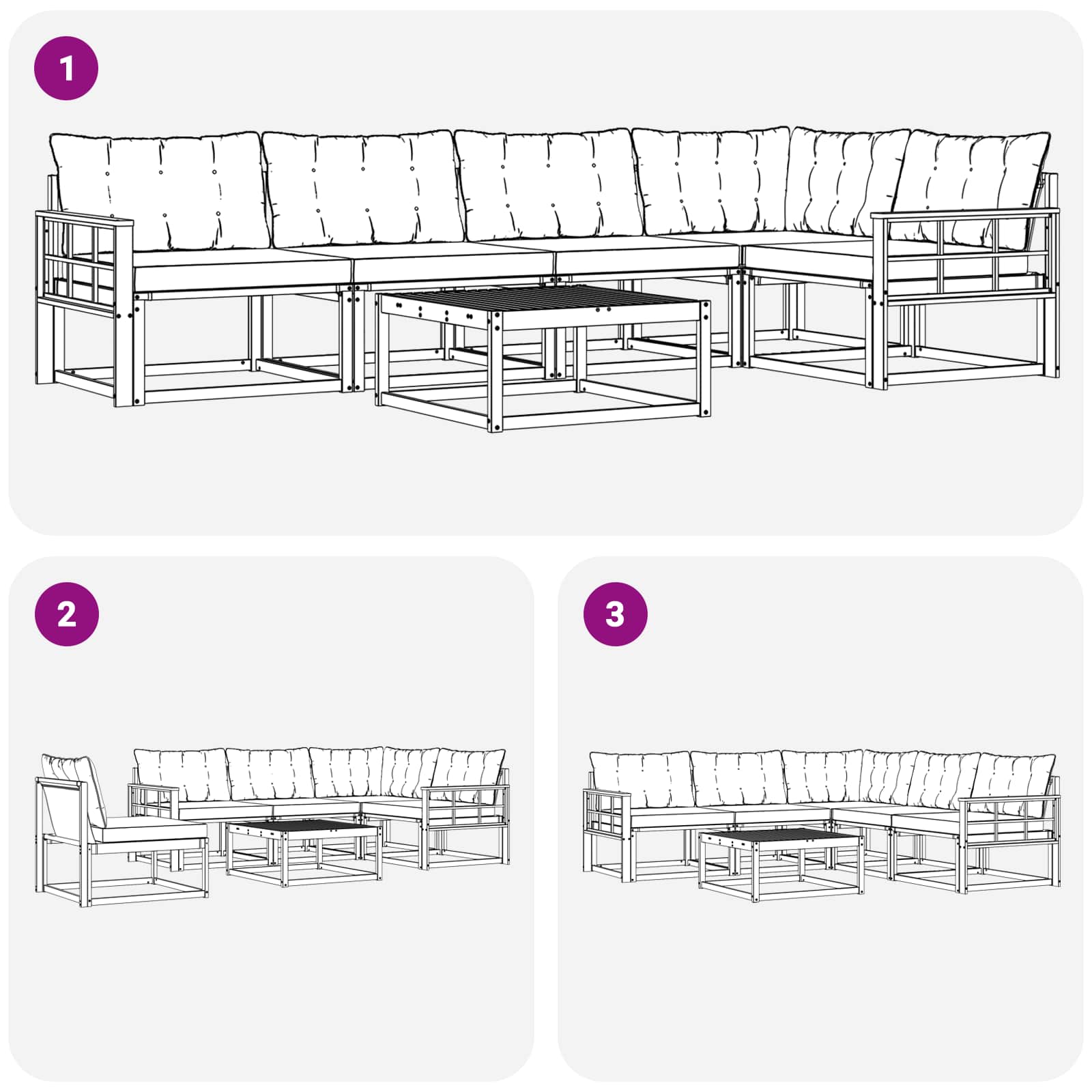 Set vanjskih sofa 6 pcs Bijela i krem 79 x 79 x 37 cm