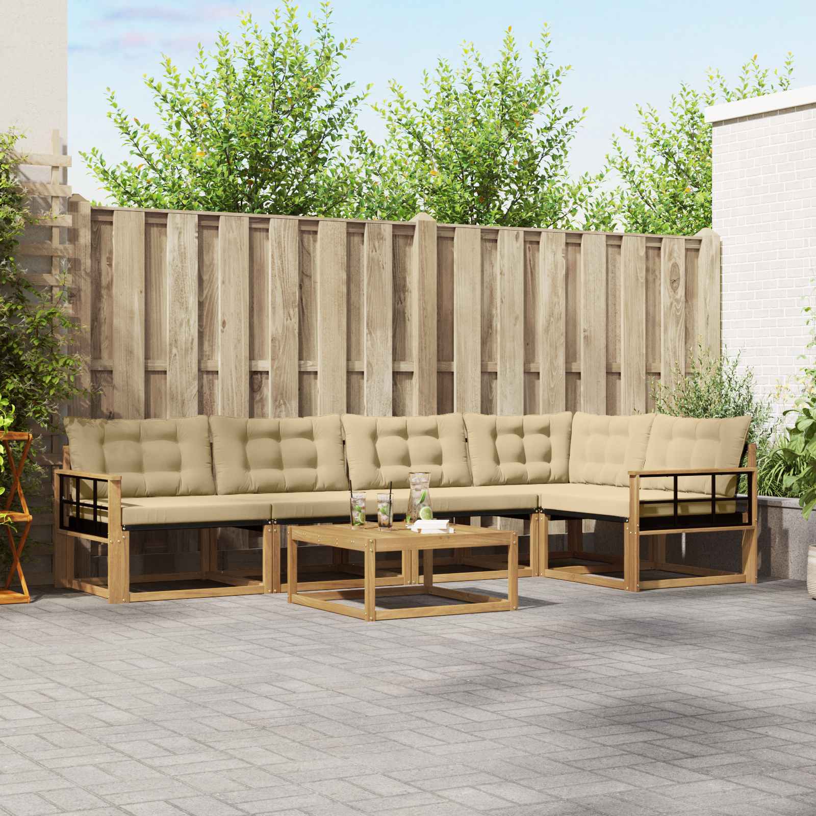 Set vanjskih sofa 6 pcs Bijela i bež 79 x 79 x 37 cm