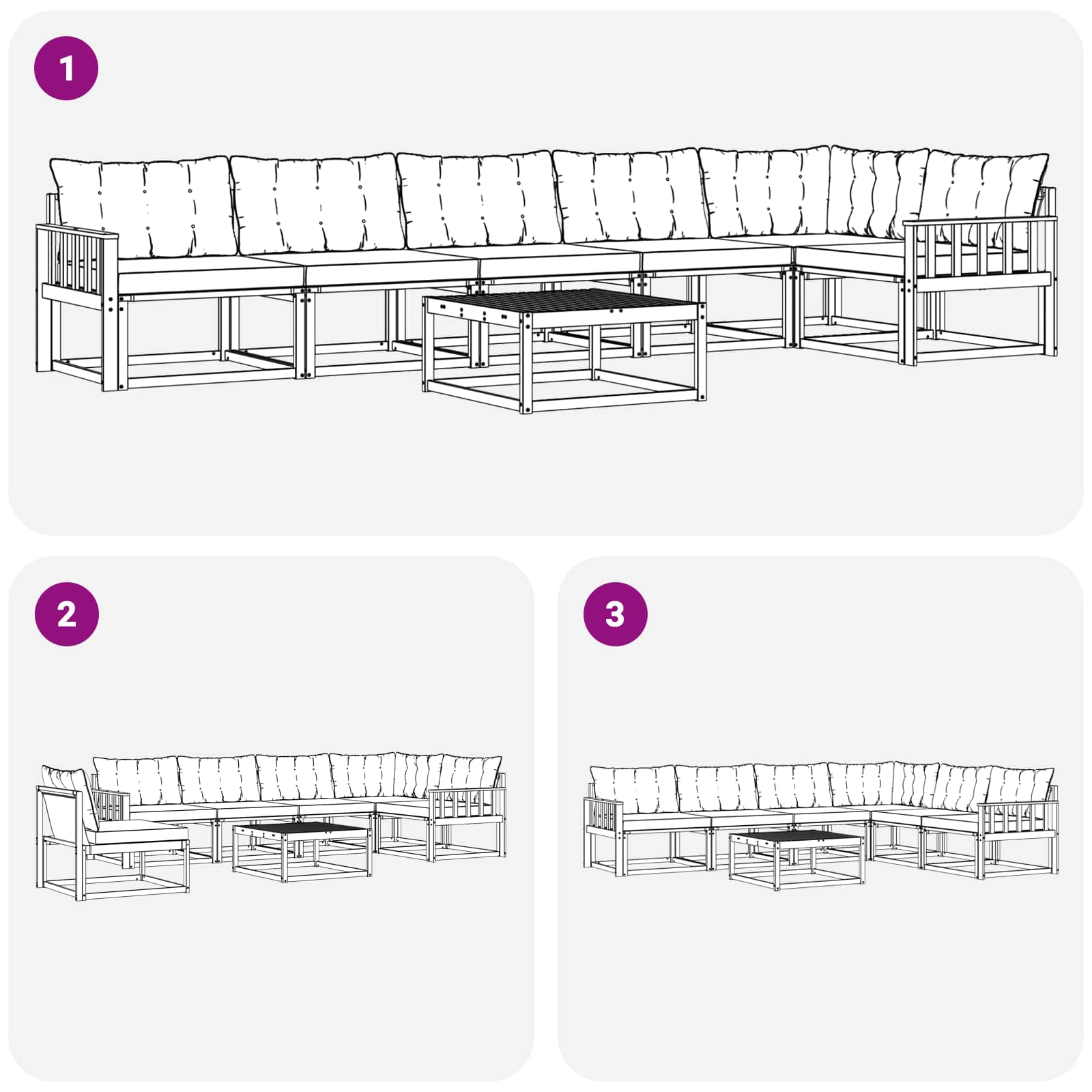 Set vanjskih sofa 7 pcs Bijela i krem 79 x 79 x 37 cm