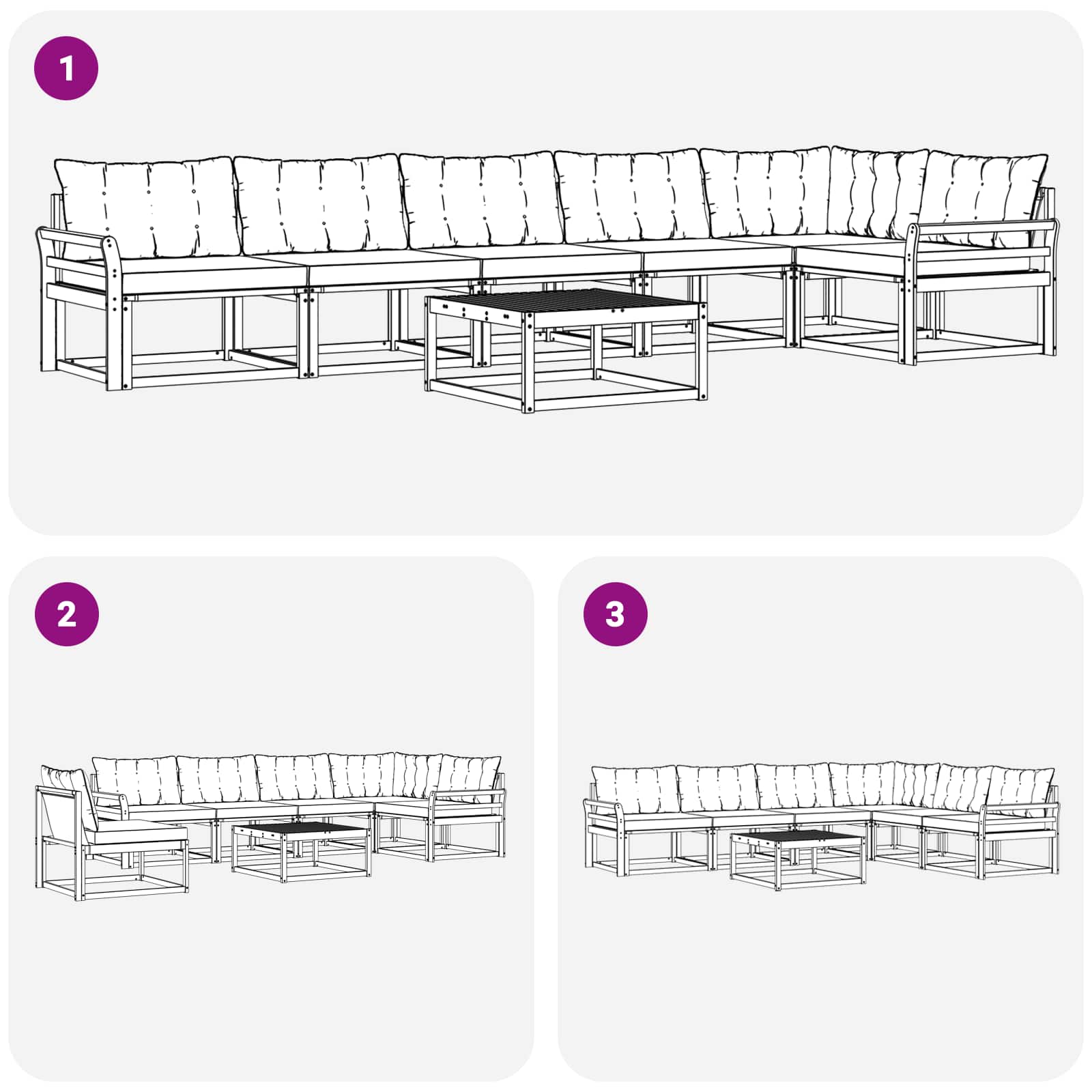 Set vanjskih sofa 7 pcs Bijela i crna 79 x 79 x 37 cm