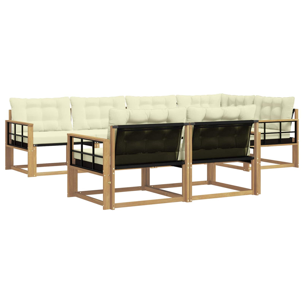 Set vanjskih sofa 7 kom. Bijela i krem Smeđa 327 x 168,5 x 73 cm