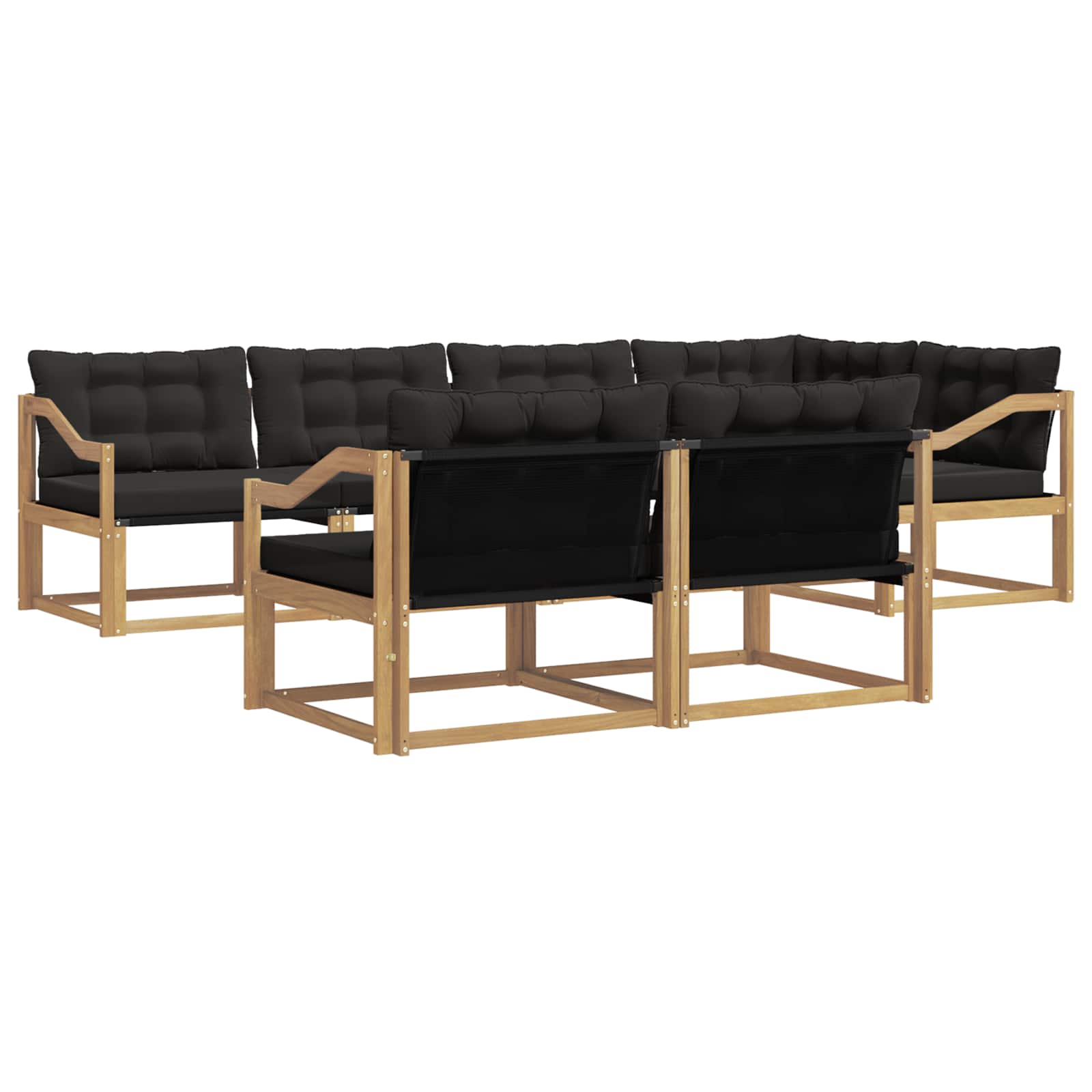 Set vanjskih sofa s jastukom 7 pcs Bijela i crna