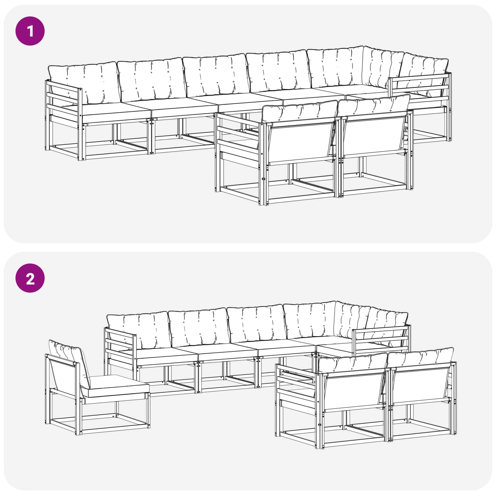 Set vanjskih sofa s jastukom 8 pcs Bijela i krem