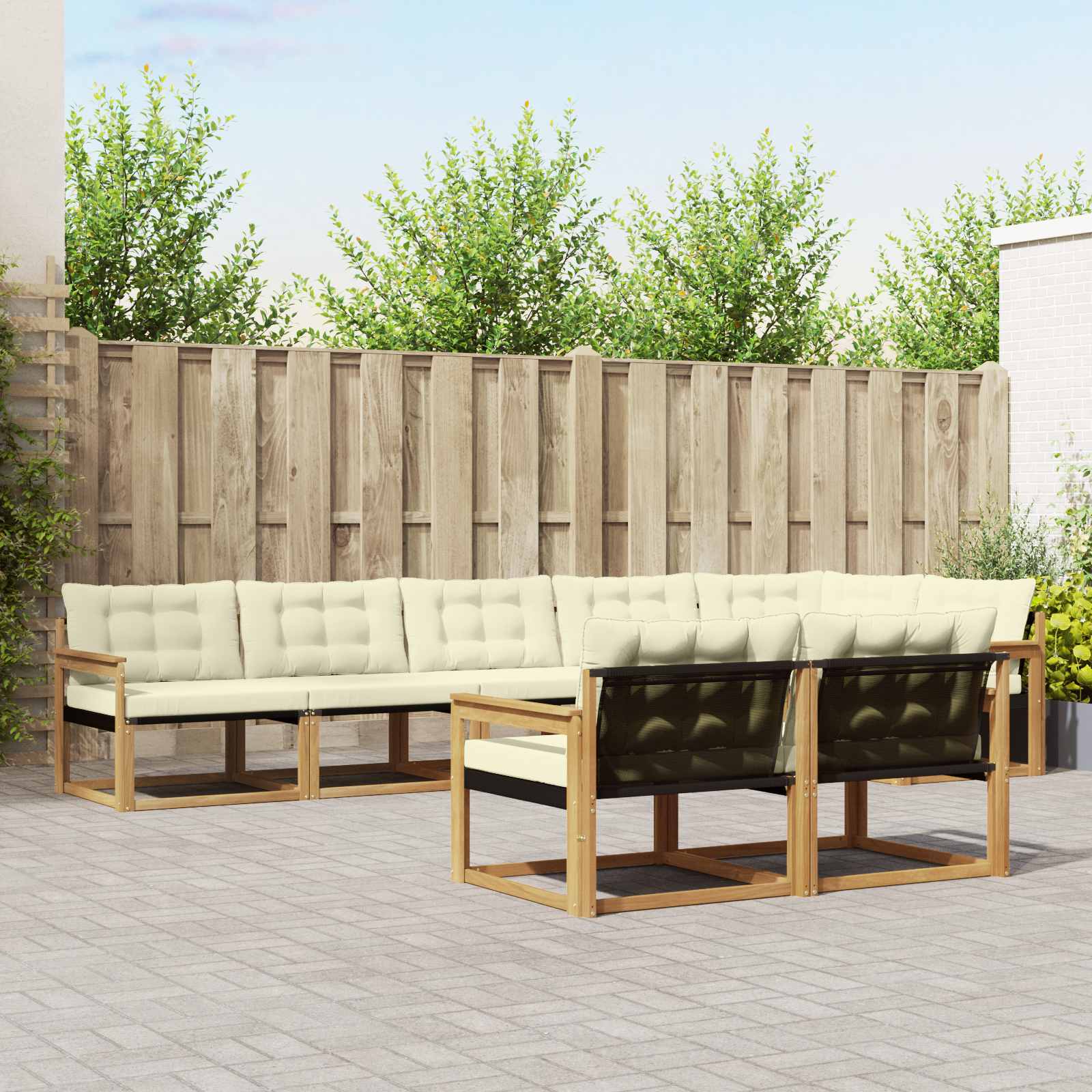 Set vanjskih sofa s jastukom 8 pcs Bijela i krem