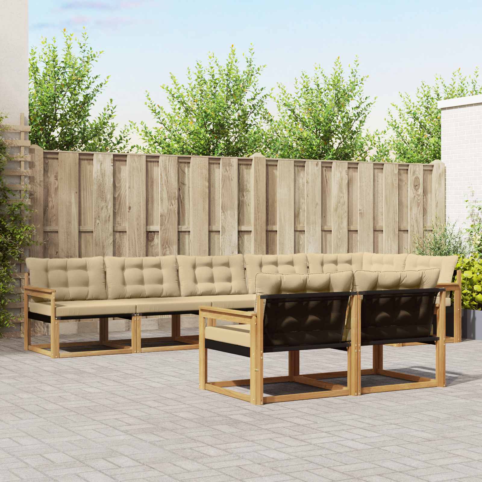 Set vanjskih sofa s jastukom 8 pcs Bijela i bež