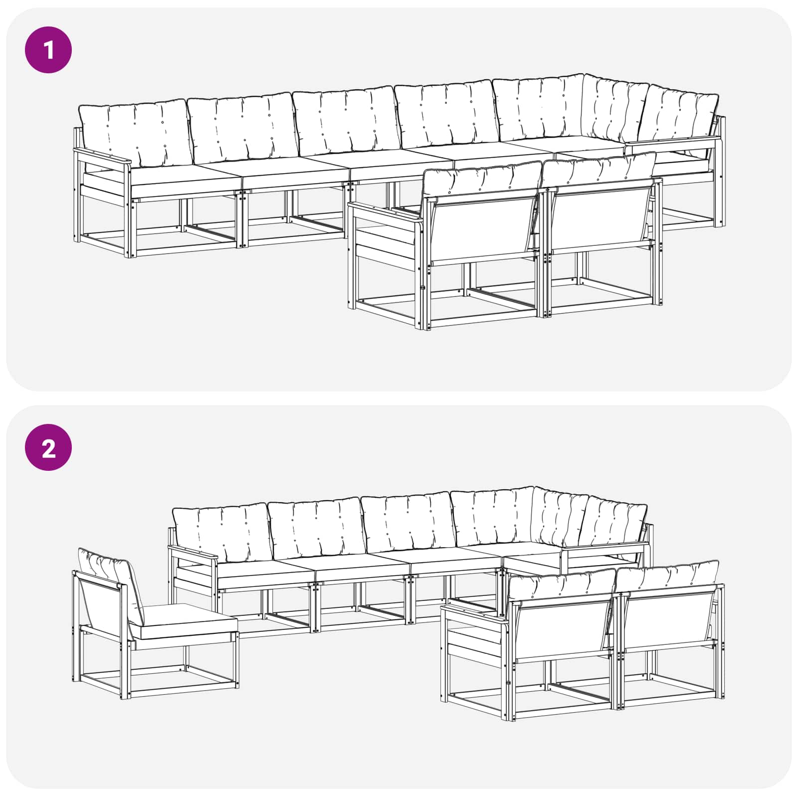 Set vanjskih sofa s jastukom 8 pcs Bijela i bež