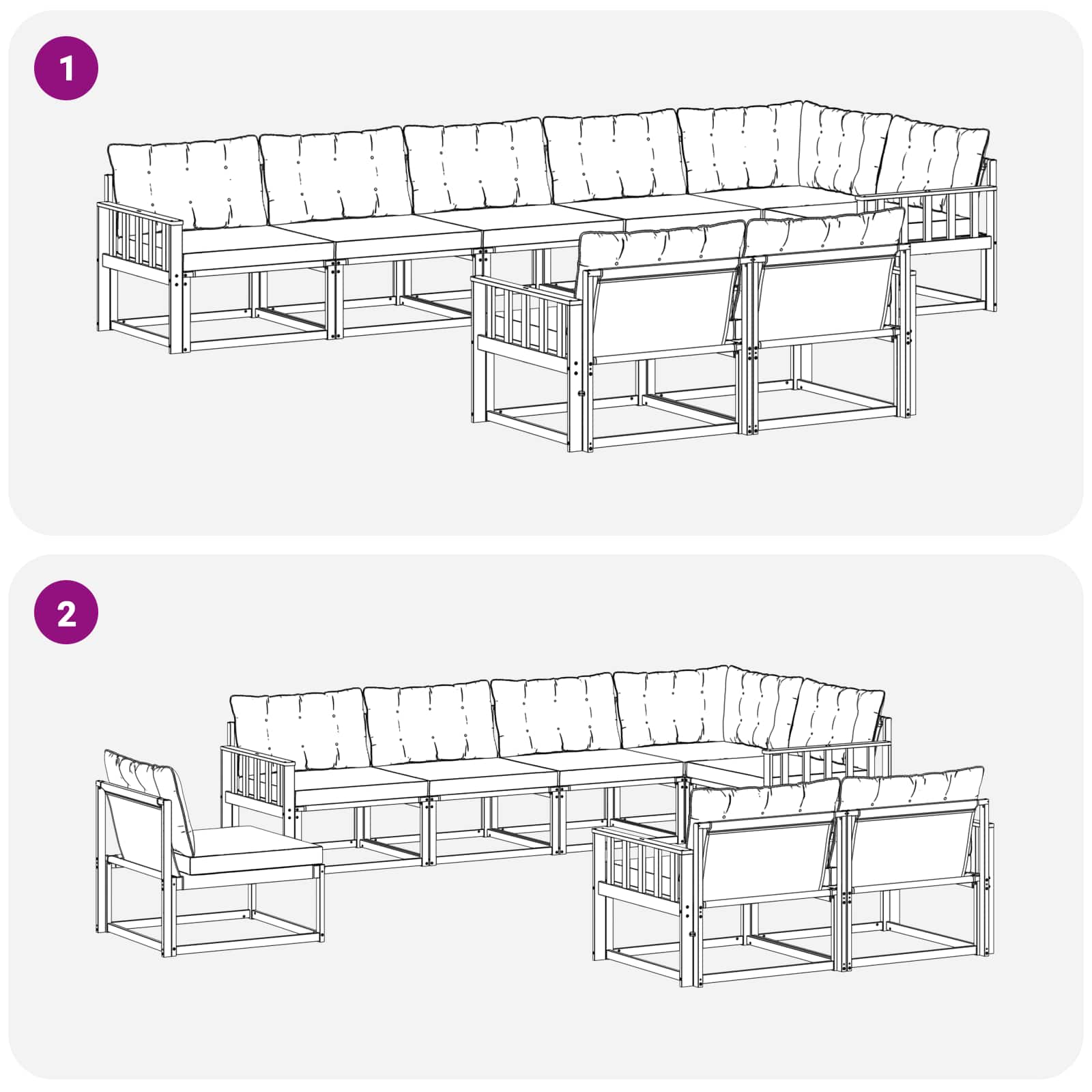 Set vanjskih sofa s jastukom 8 pcs Bijela i bež