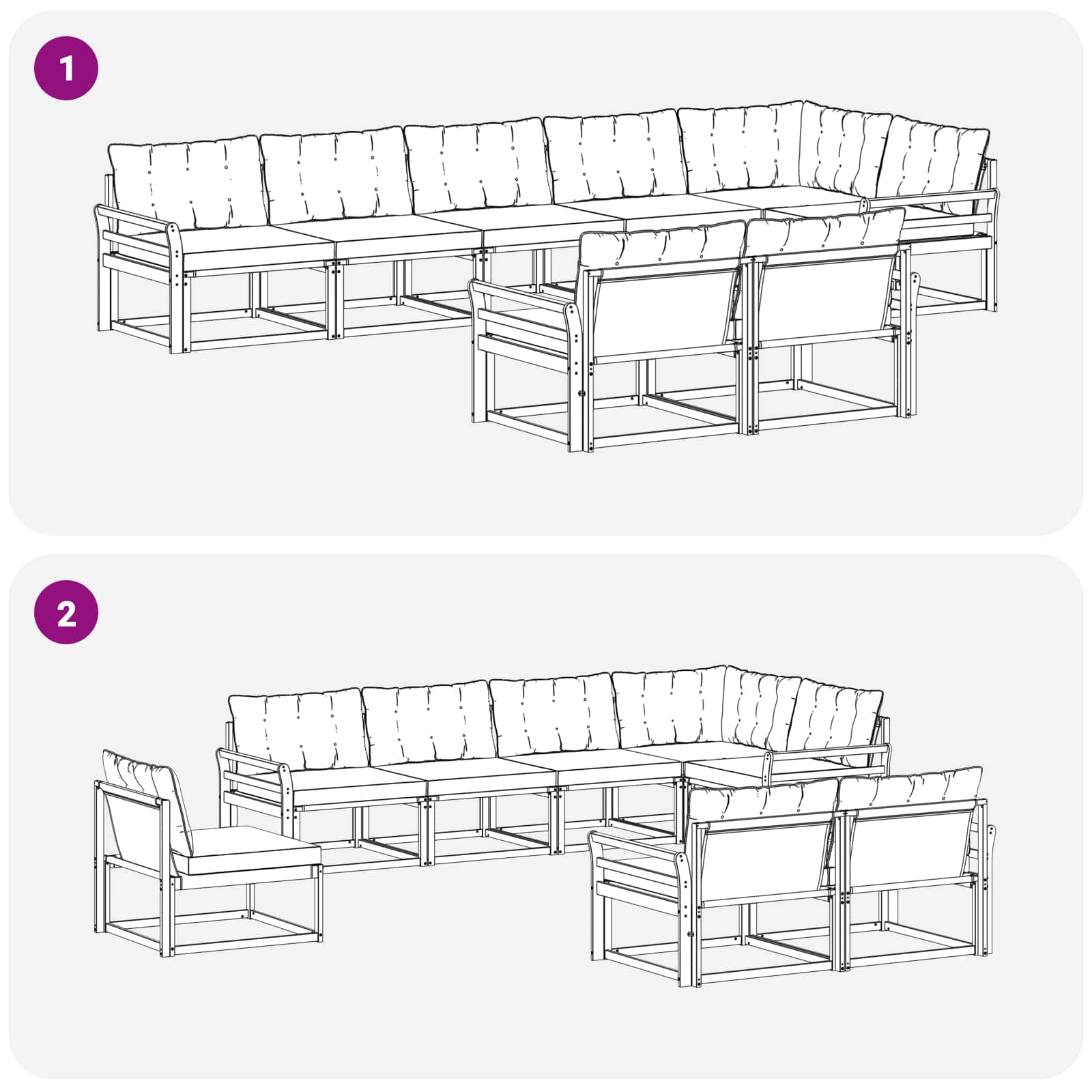 Set vanjskih sofa s jastukom 8 pcs Bijela i bež