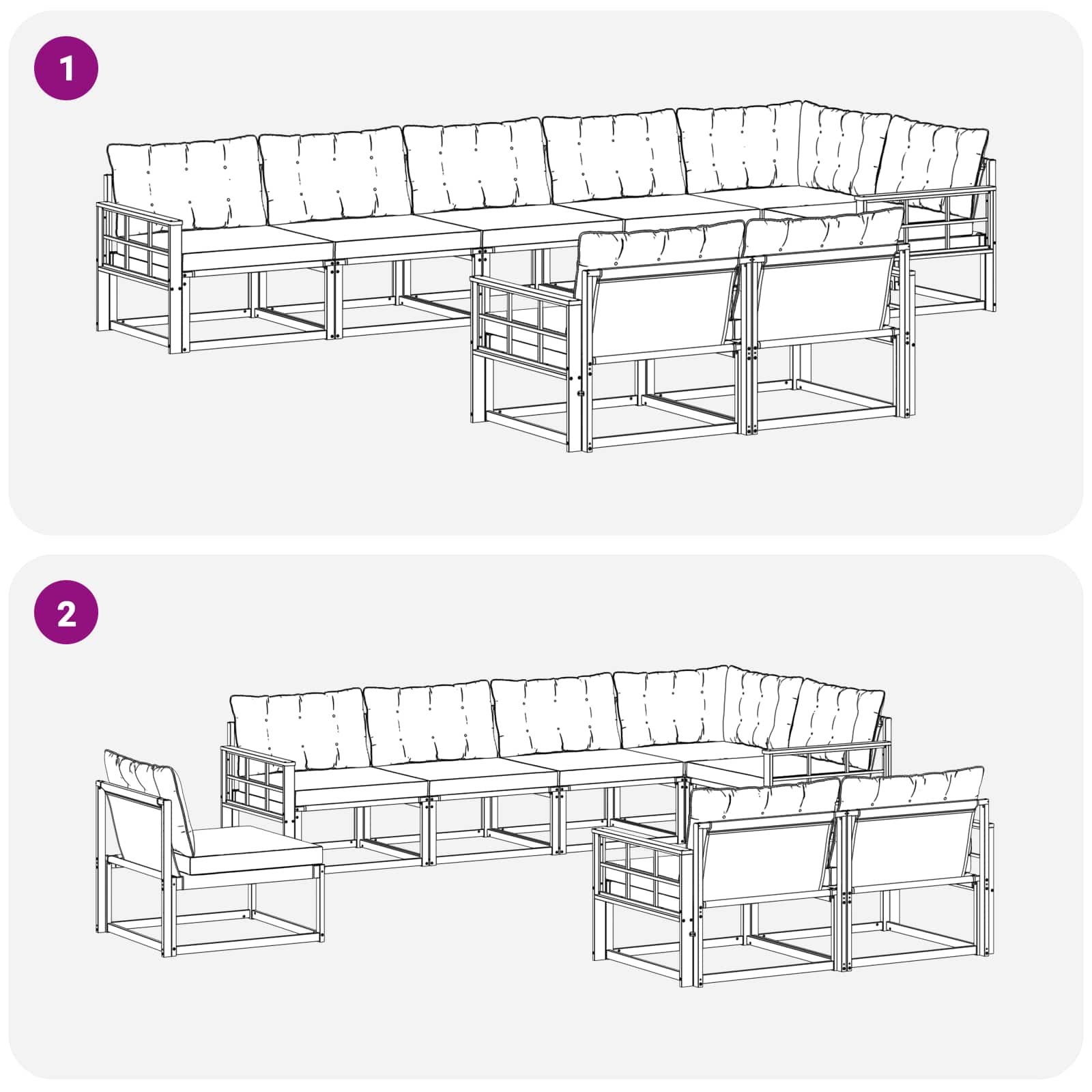 Set vanjskih sofa s jastukom 8 pcs Bijela i krem
