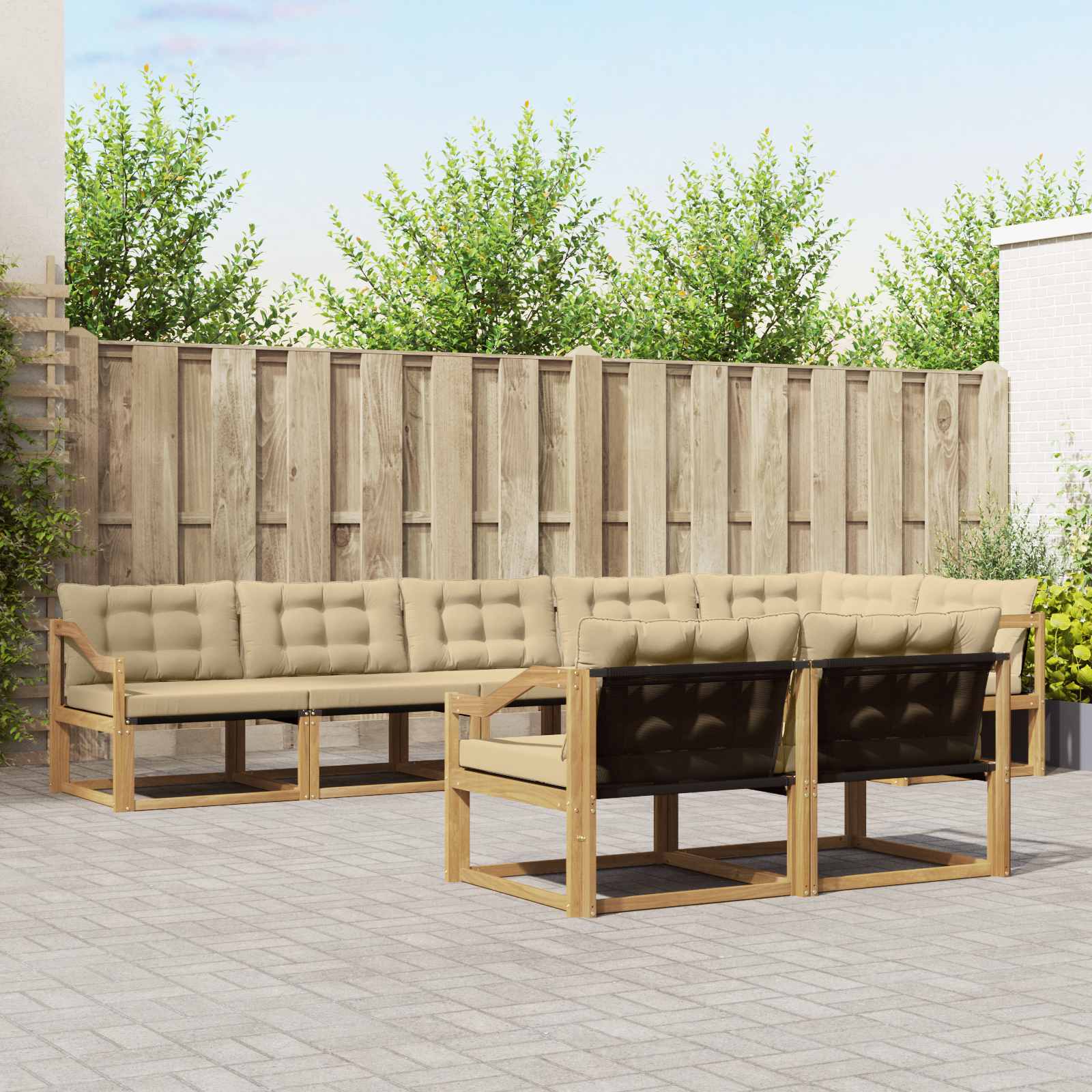 Set vanjskih sofa s jastukom 8 pcs Bijela i bež