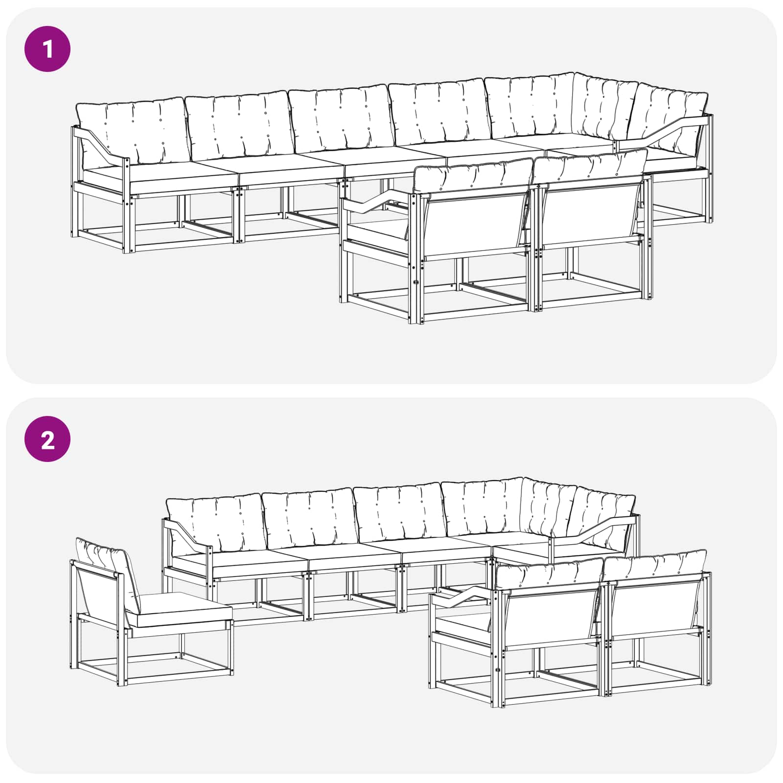 Set vanjskih sofa s jastukom 8 pcs Bijela i bež
