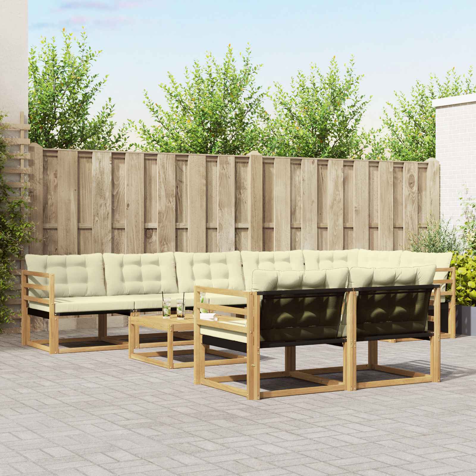 Set vanjskih sofa 9 pcs Bijela i krem 79 x 79 x 37 cm