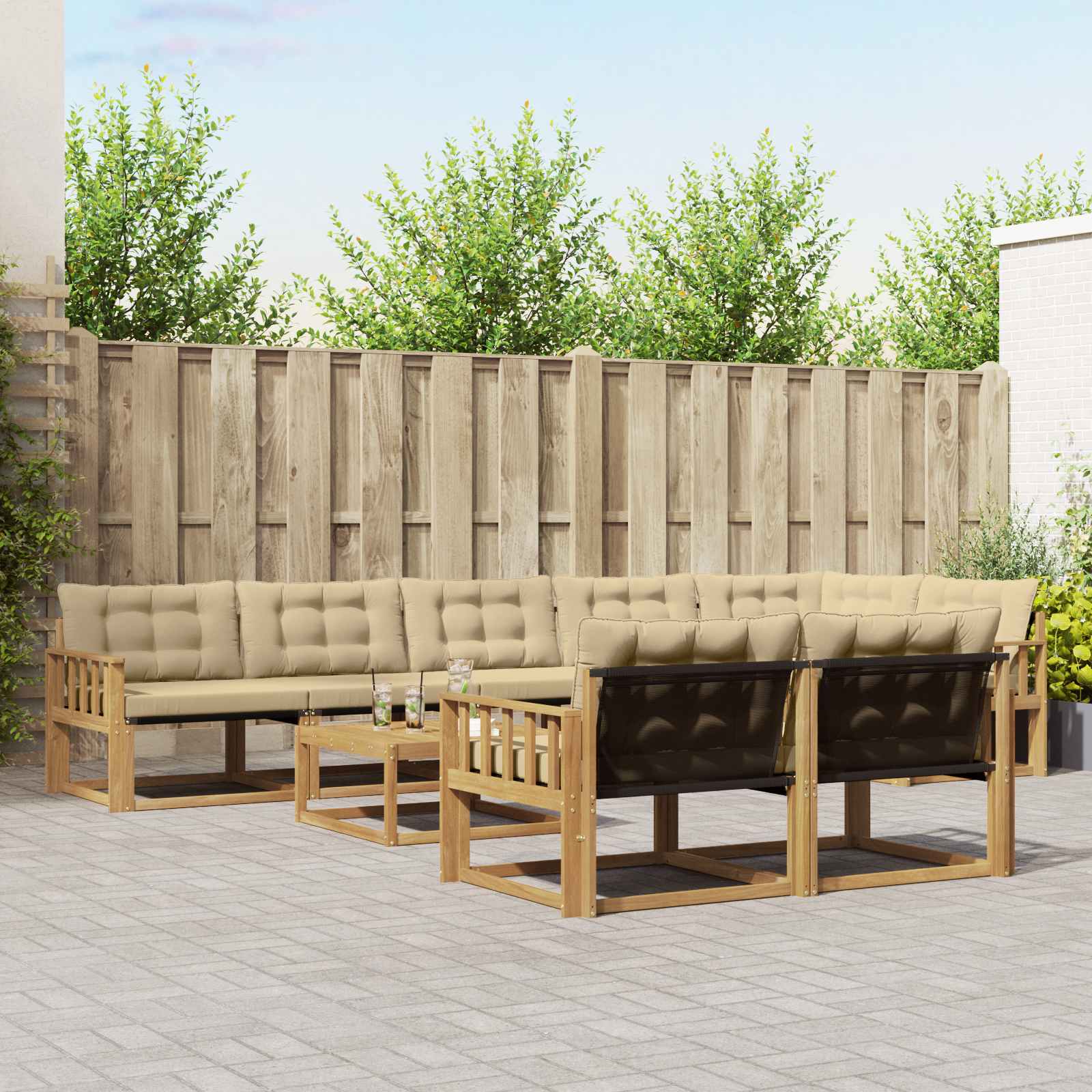 Set vanjskih sofa 9 pcs Bijela i bež 79 x 79 x 37 cm