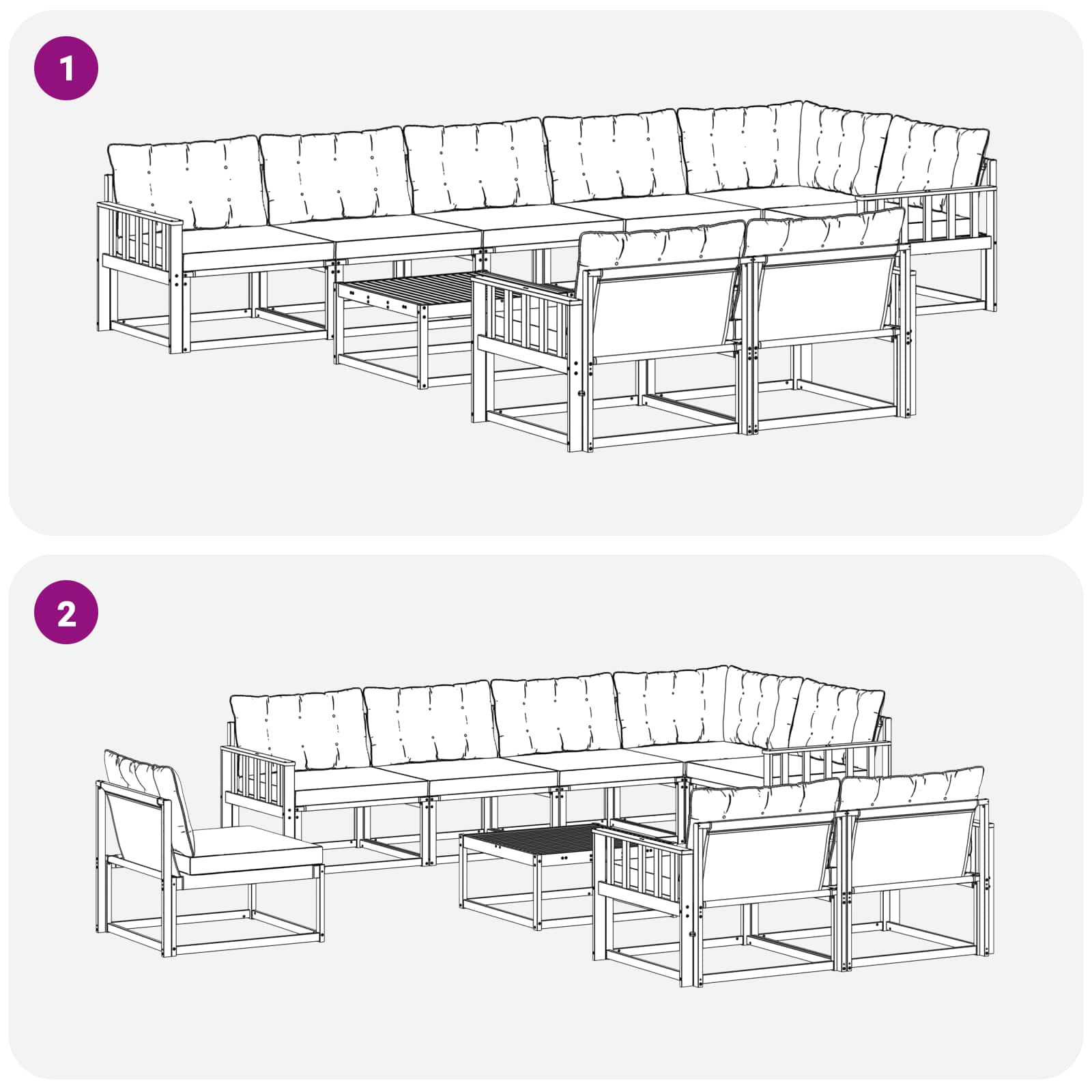 Set vanjskih sofa 9 pcs Bijela i bež 79 x 79 x 37 cm