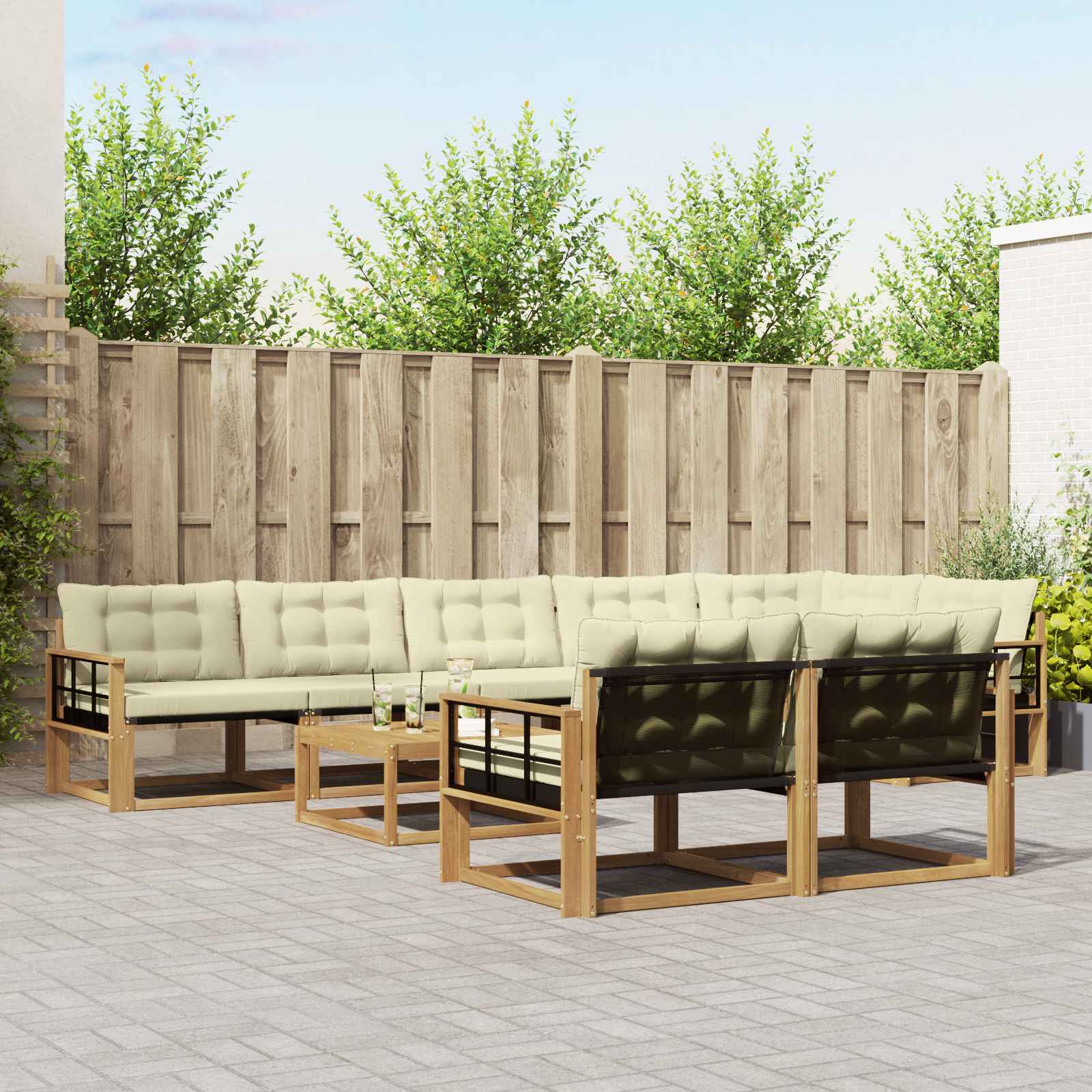 Set vanjskih sofa 9 pcs Bijela i krem 79 x 79 x 37 cm