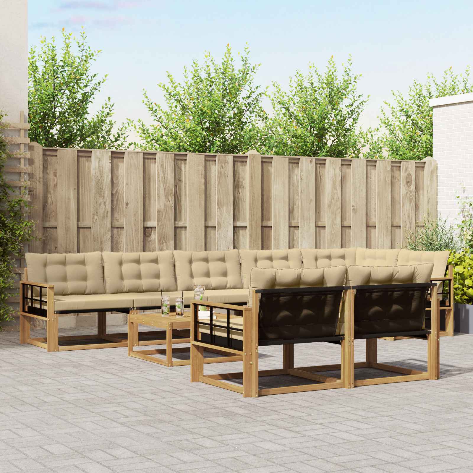 Set vanjskih sofa 9 pcs Bijela i bež 79 x 79 x 37 cm