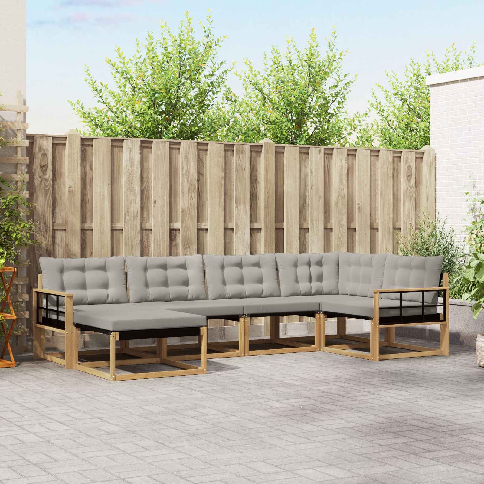 Set vanjskih sofa 6 pcs Bijela i svjetlosiva