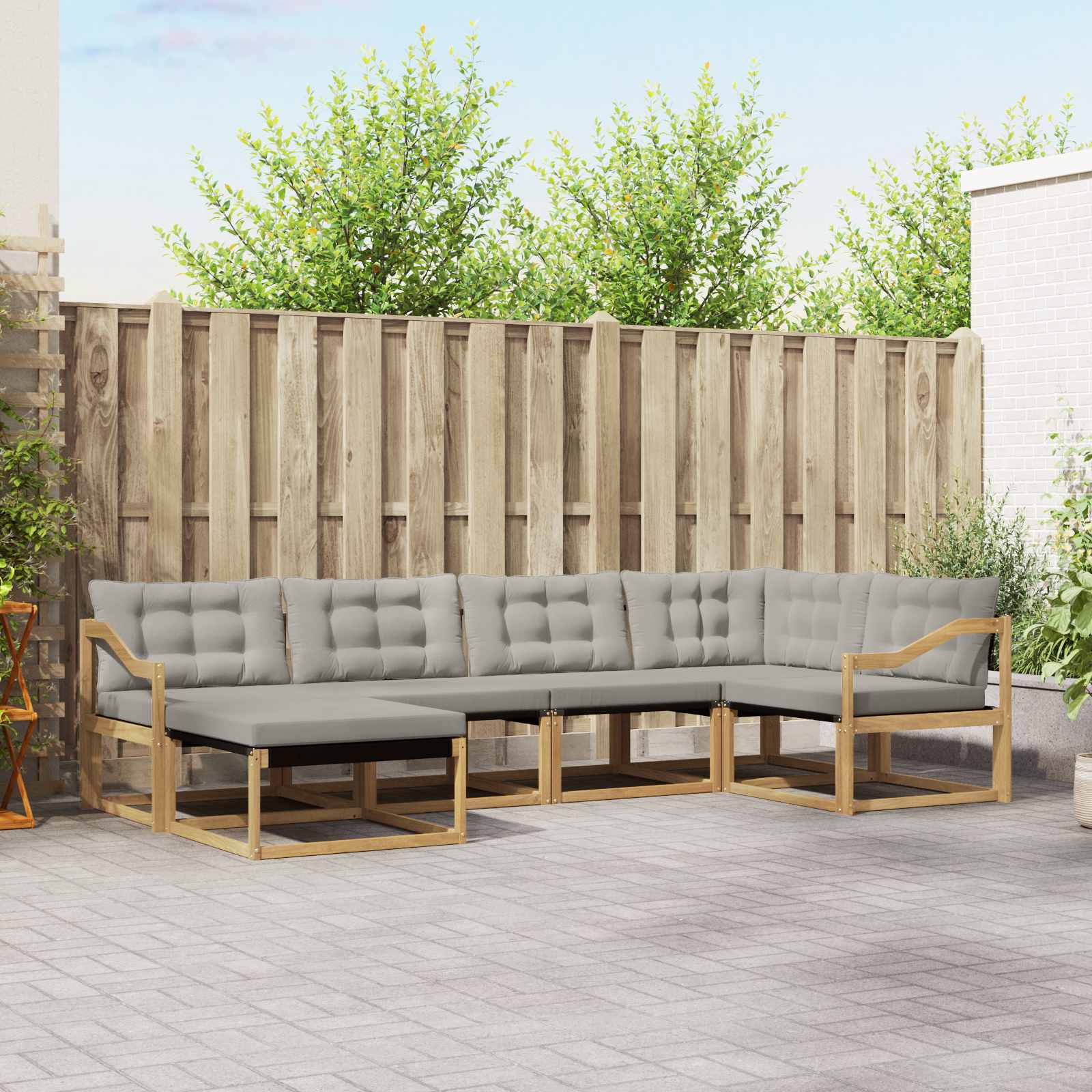 Set vanjskih sofa 6 pcs Bijela i svjetlosiva