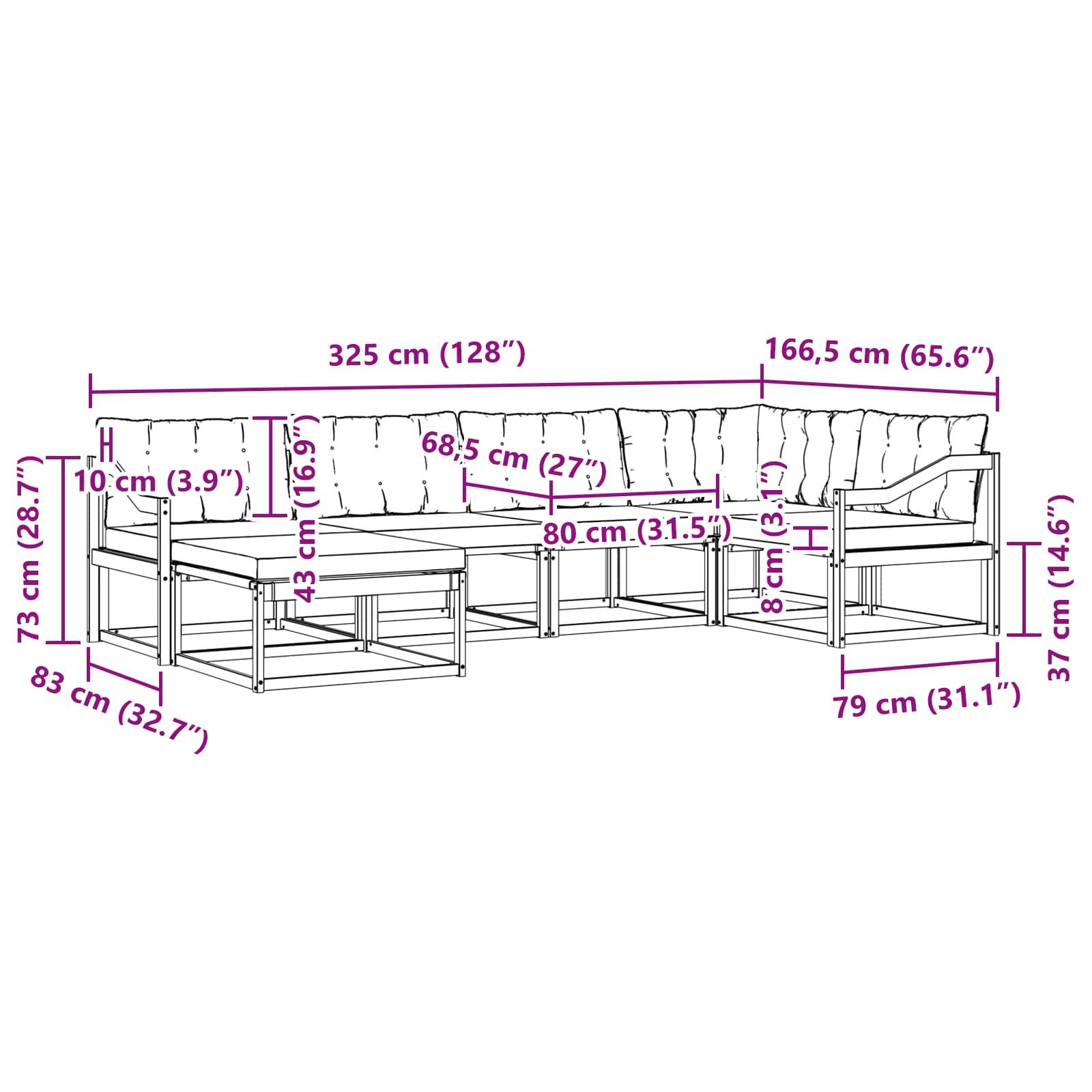 Set vanjskih sofa 6 pcs Bijela i svjetlosiva