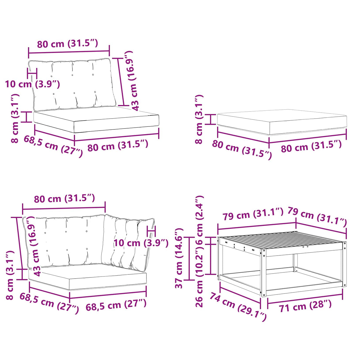 Set vanjskih sofa 7 kom. Bijela i svjetlosiva