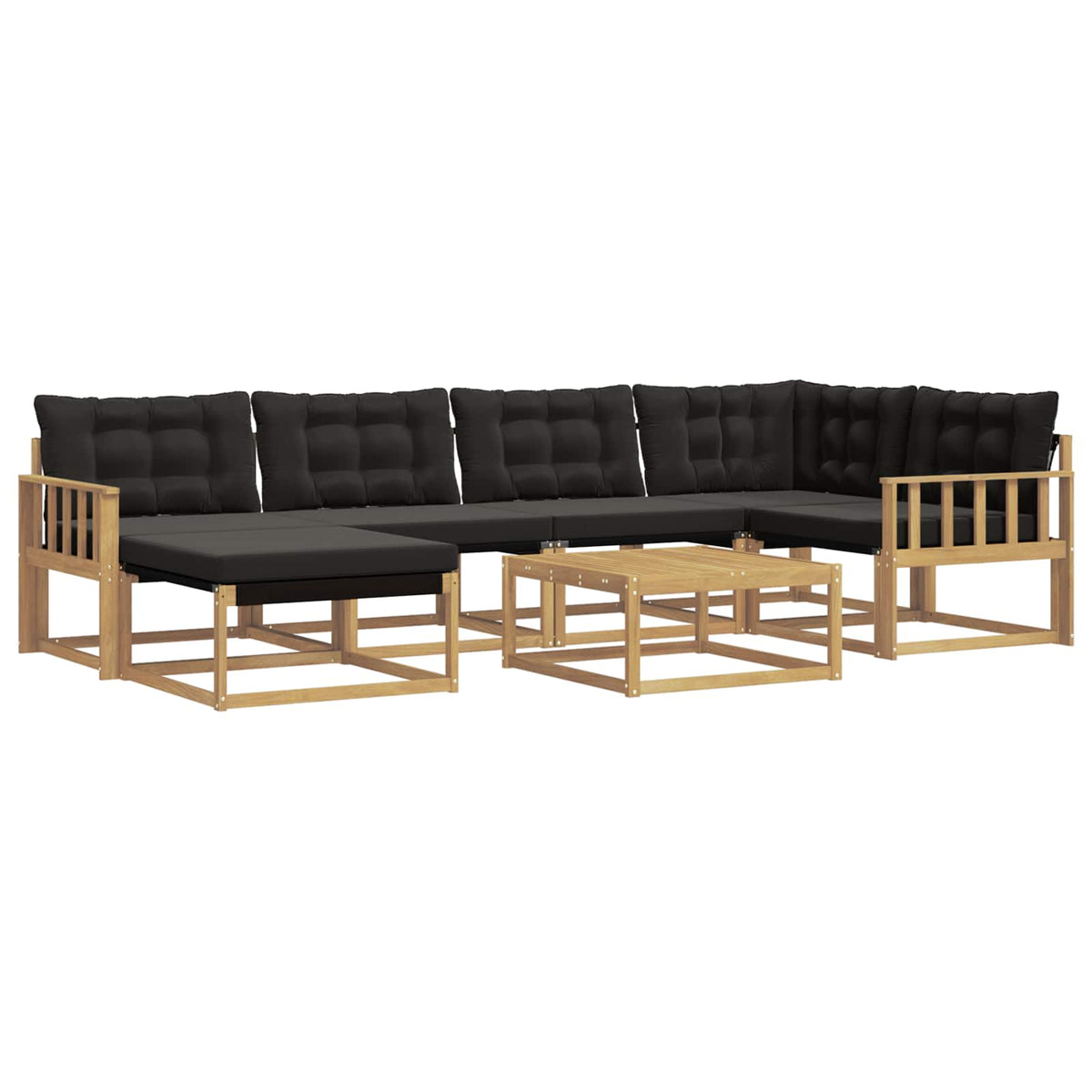 Set vanjskih sofa 7 kom. Bijela i crna Čvrsto drvo akacije