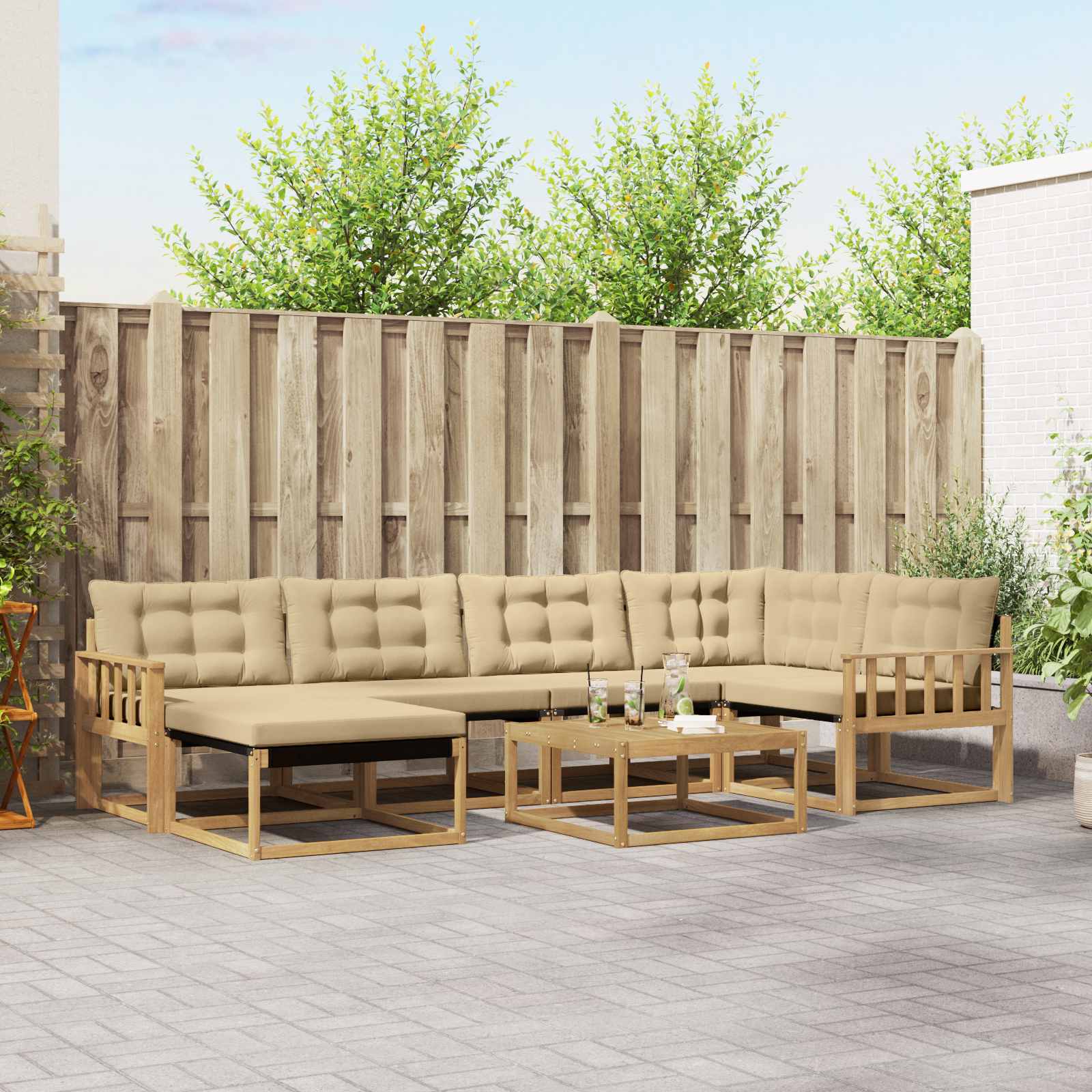 Set vanjskih sofa 7 pcs Bijela i bež 79 x 79 x 37 cm