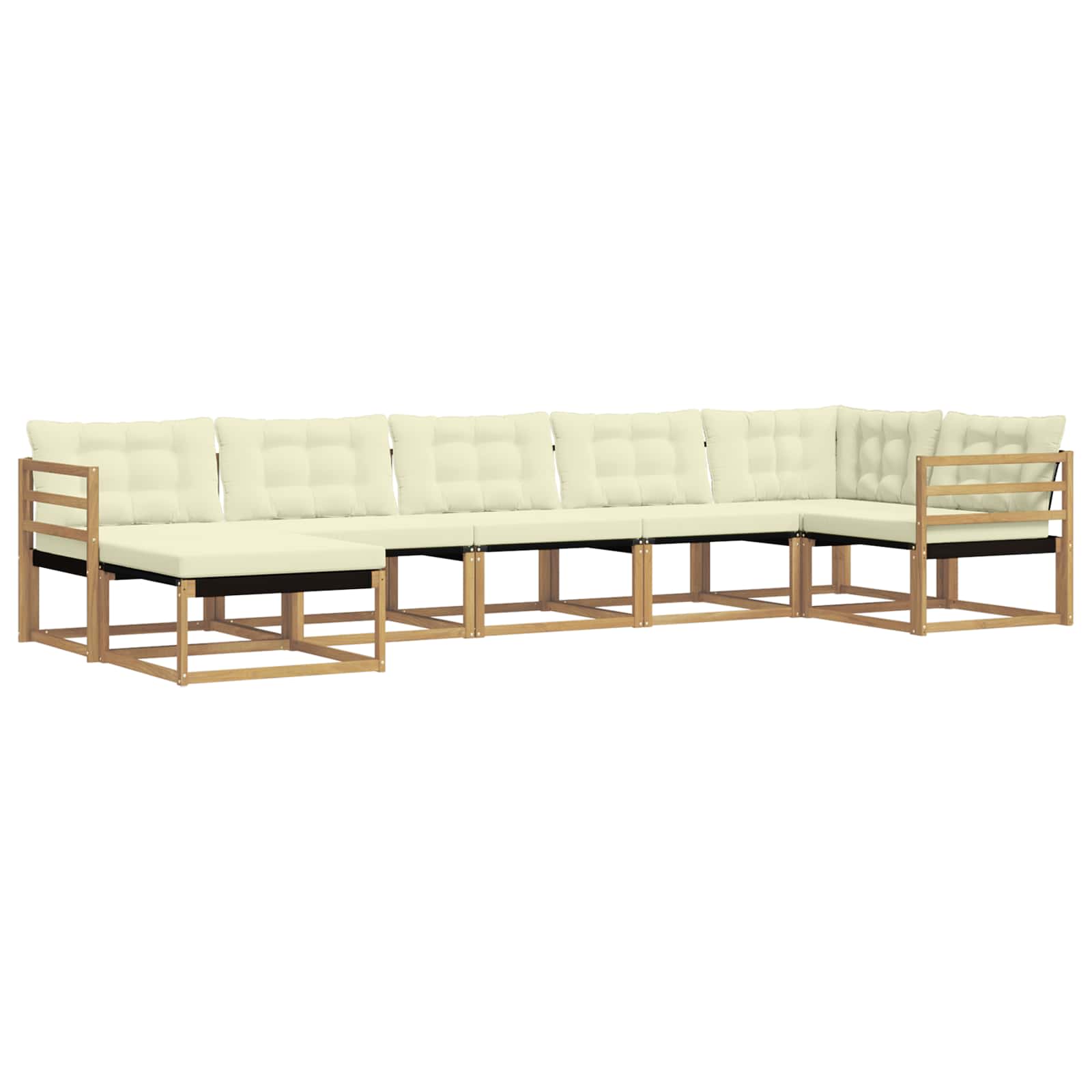 Set vanjskih sofa 7 kom. Bijela i krem Čvrsto drvo akacije