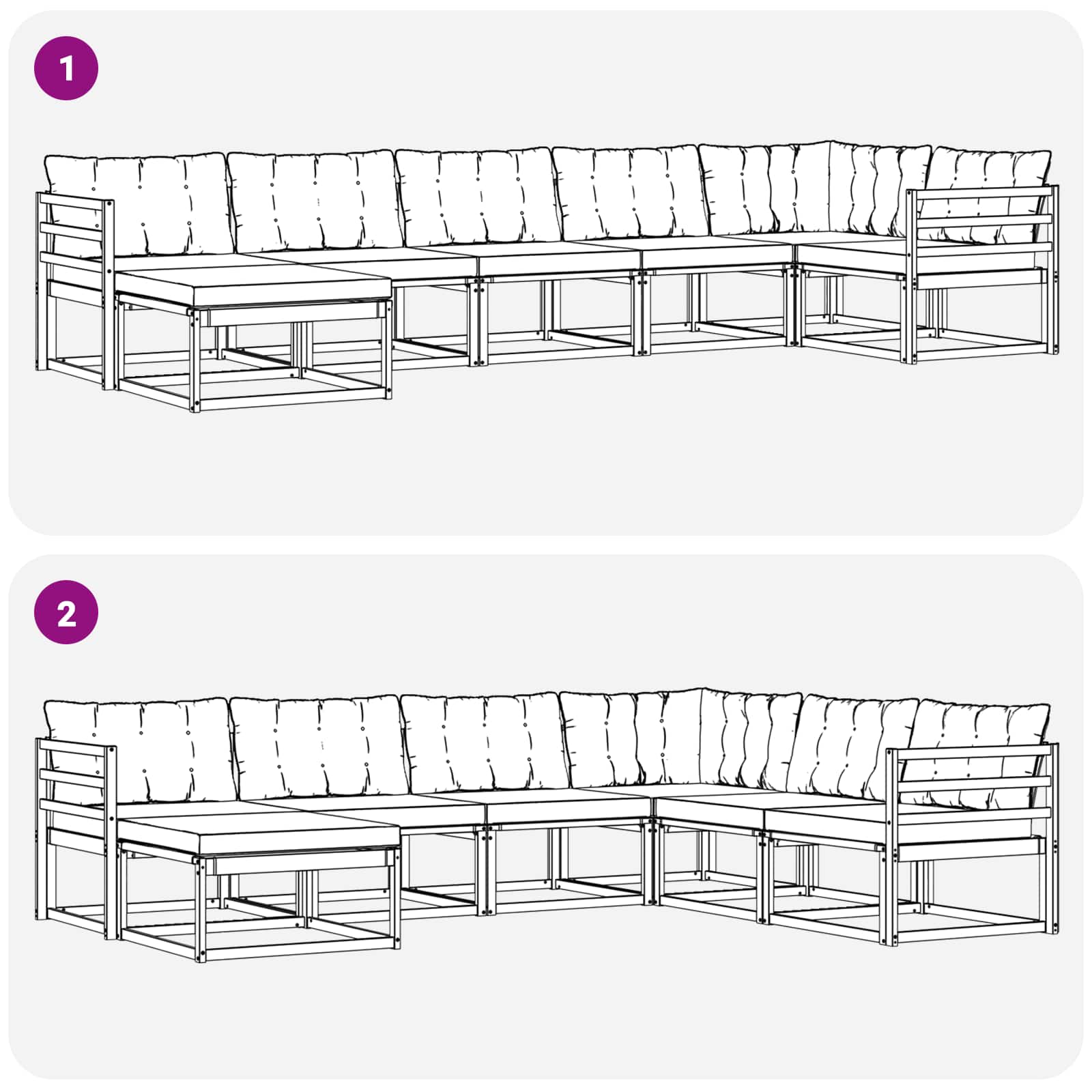 Set vanjskih sofa 7 pcs Bijela i svjetlosiva