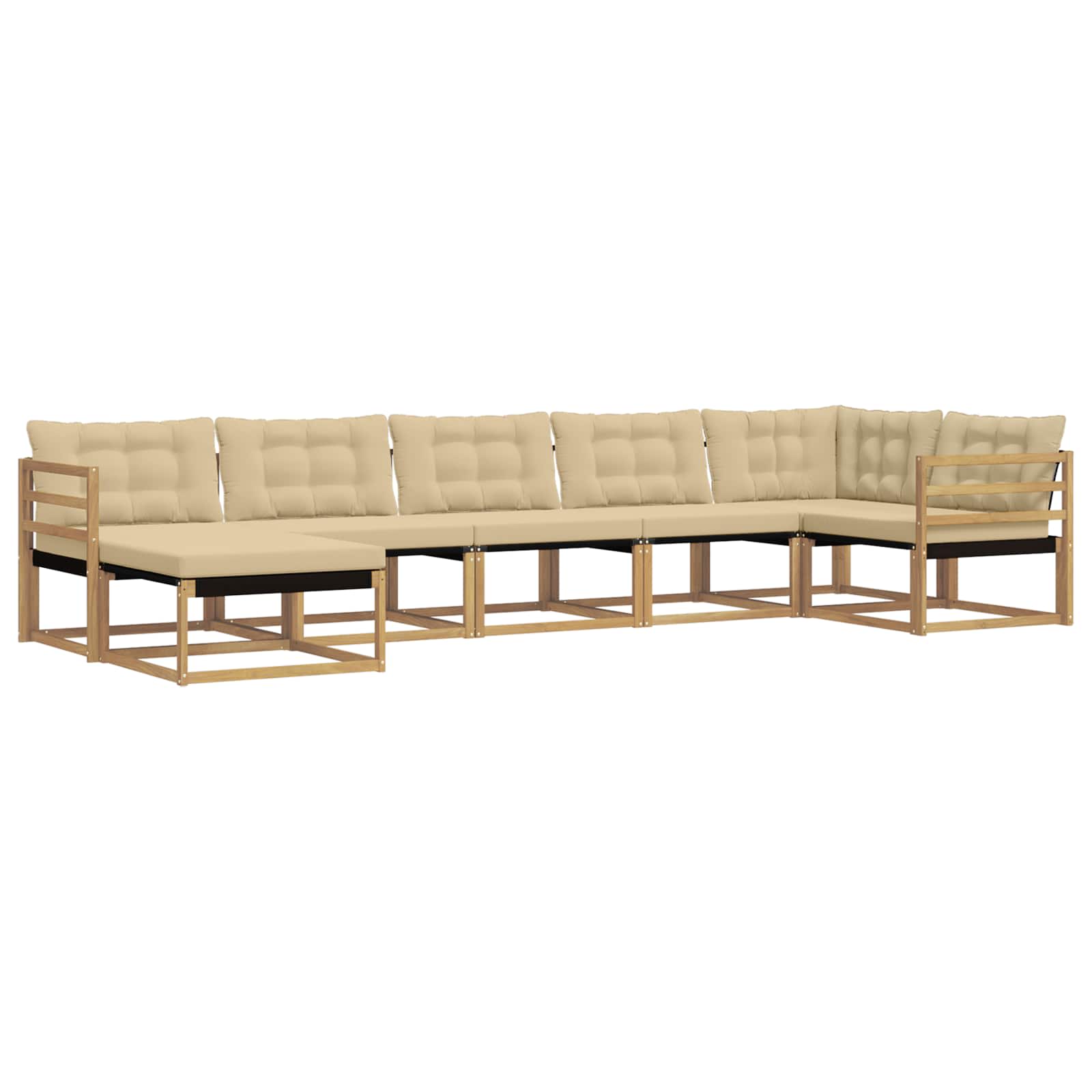Set vanjskih sofa 7 kom. Bijela i bež Čvrsto drvo akacije