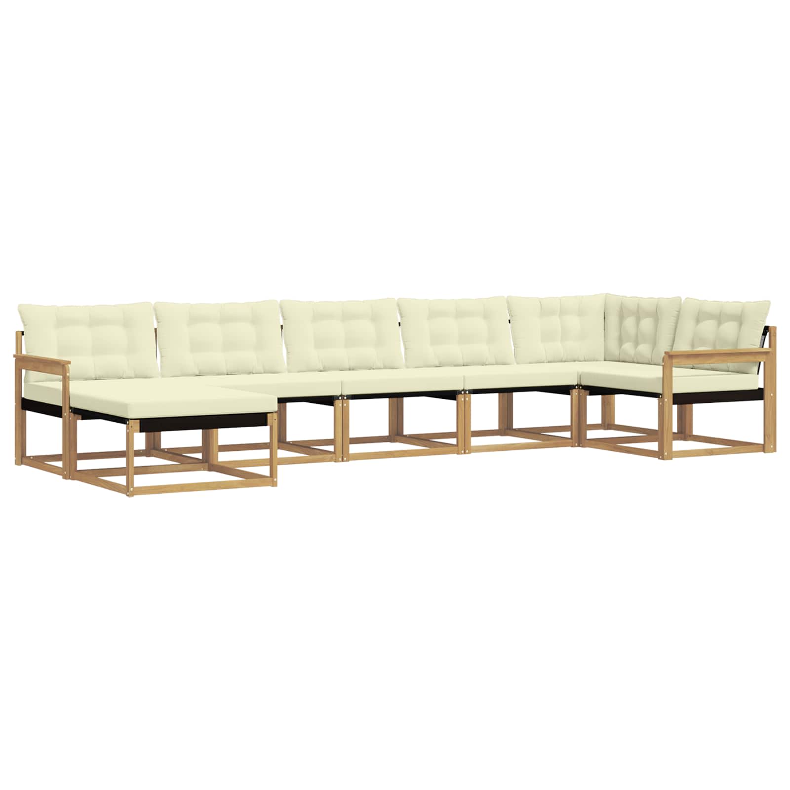 Set vanjskih sofa 7 kom. Bijela i krem Čvrsto drvo akacije